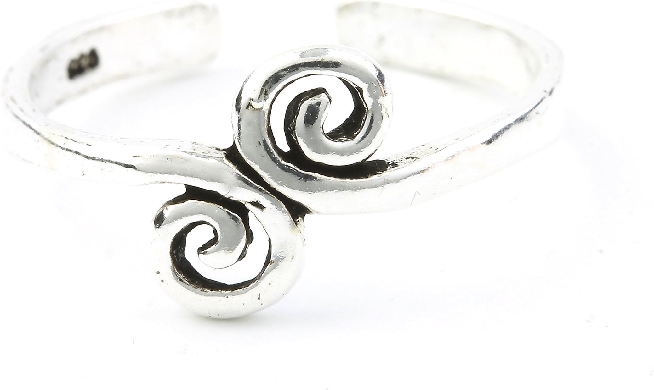 Sterling Silver Spiral Toe Ring, Flower Foot Jewelry, Midi Ring, Knuckle Ring, Boho, Festival Jewelry, Beach, Gypsy, 925 Sterling Silver