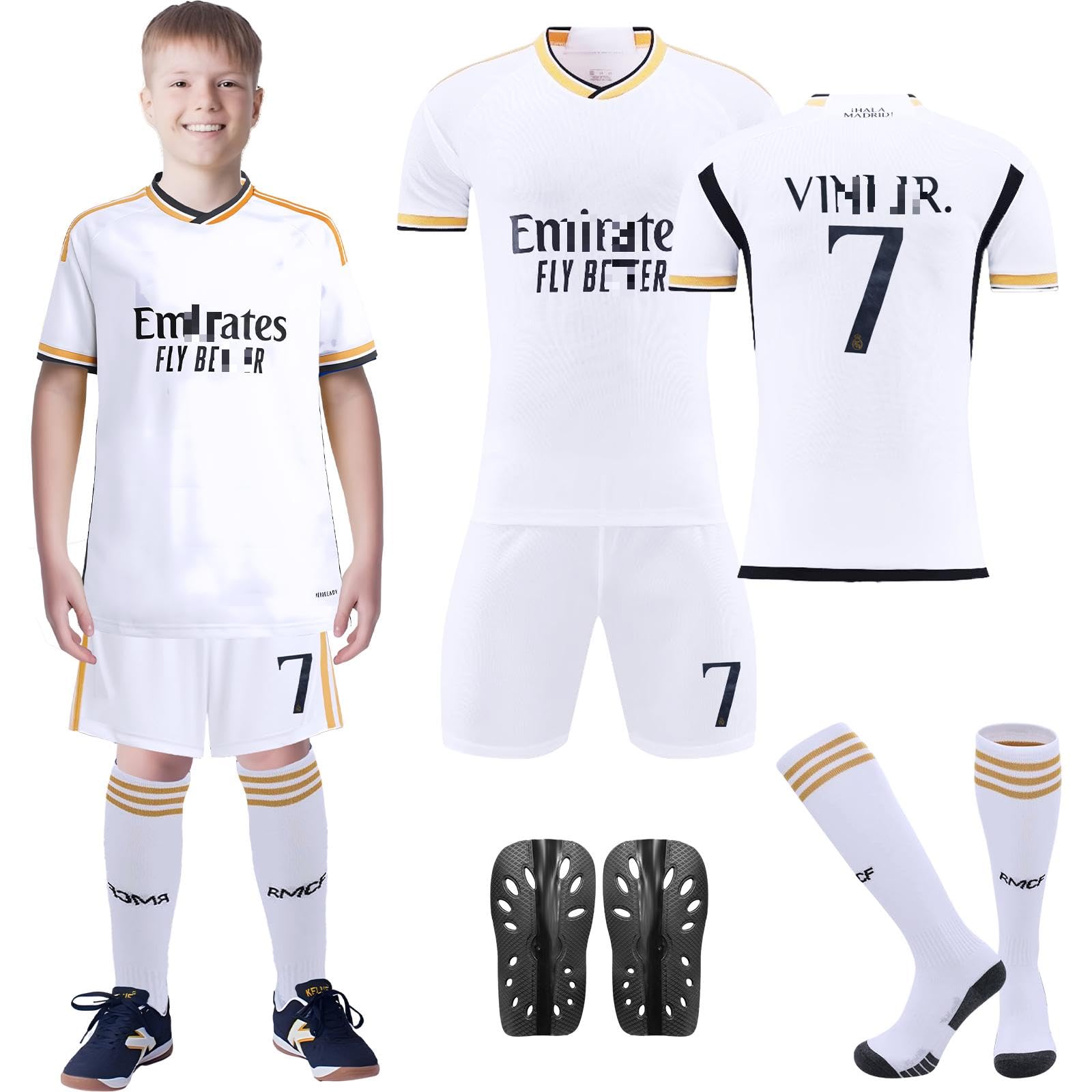 Wirhaut Camiseta de Fútbol para Niños, Equipación fútbol Niños 2023/2024 No.5/No.7 Equipacion Fútbol Niños Conjunto Deportivo Infantil de Camiseta, pantalón Corto y Calcetines
