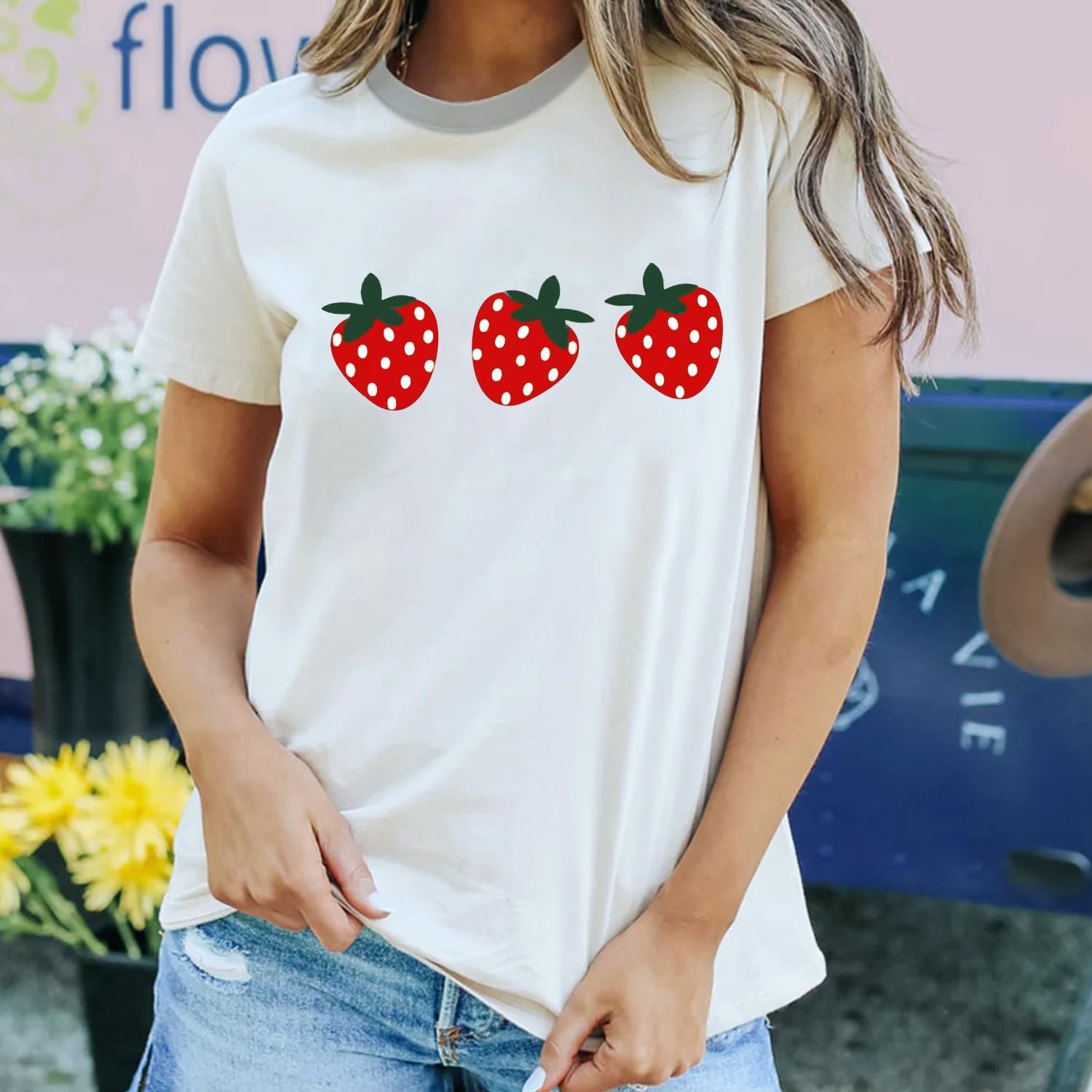 Women Strawberry Shirts Fruit Lover Berries T-Shirt Gardening Tee Farmer Gardener Gifts Tops - Image 3
