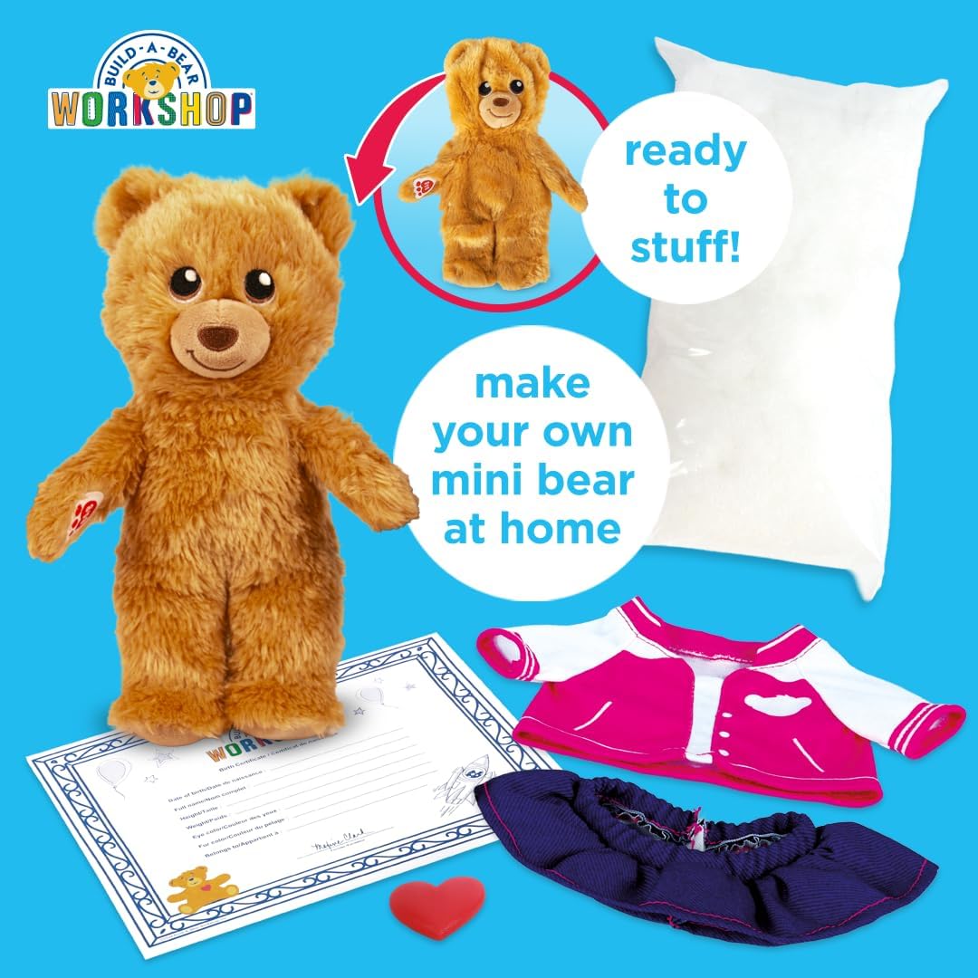 Casdon Build-A-Bear Workshop Mini Bear | 9 Inch (22.9cm) Plush Bear with Outfit & Accessories | Compatible with Stuffing Station | Ages 3+ image 2