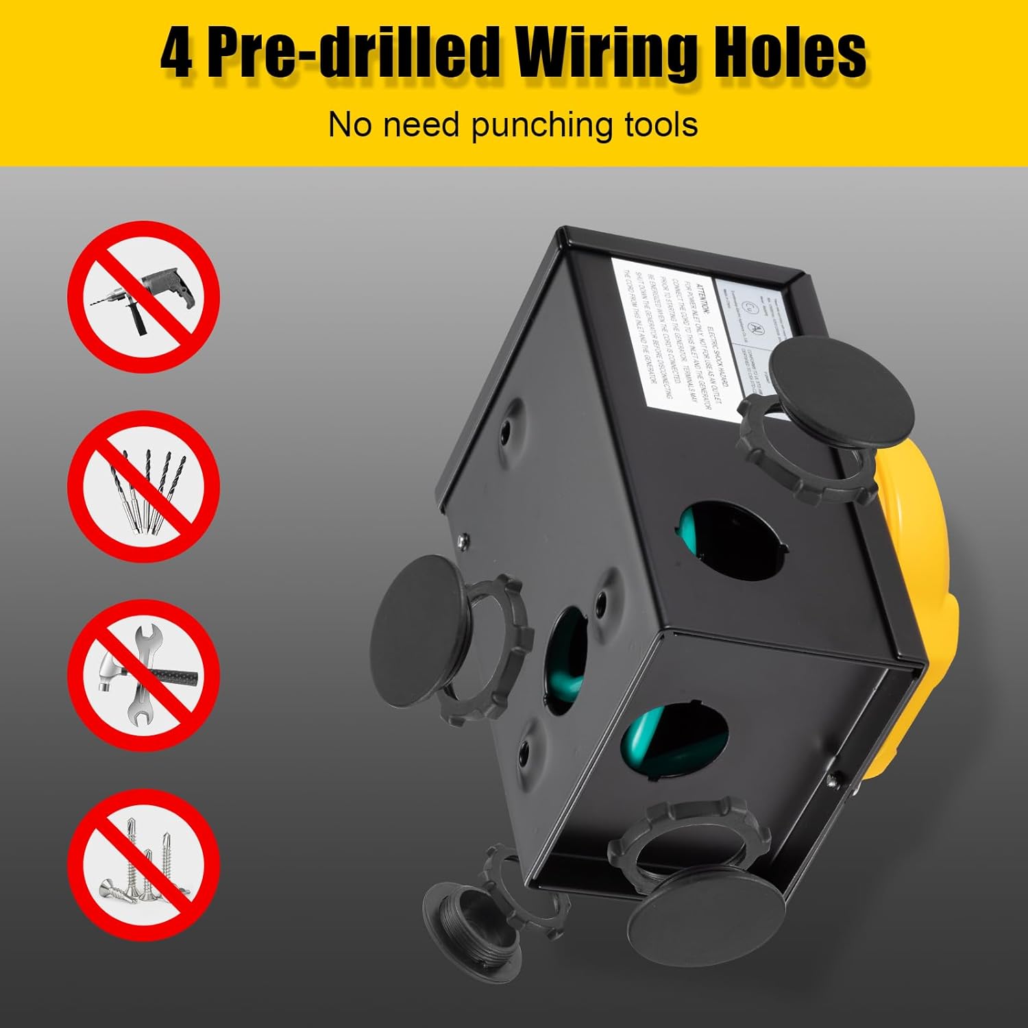 50 Amp Generator Cord with Pre-Drilled Power Inlet Box, Real Heavy Duty STW 6/3+8/1 AWG,125V/250V NEMA 14-50P to SS2-50R Generator Extension Cord with Extra Hose Storage Bag,ETL Listed (25FT)