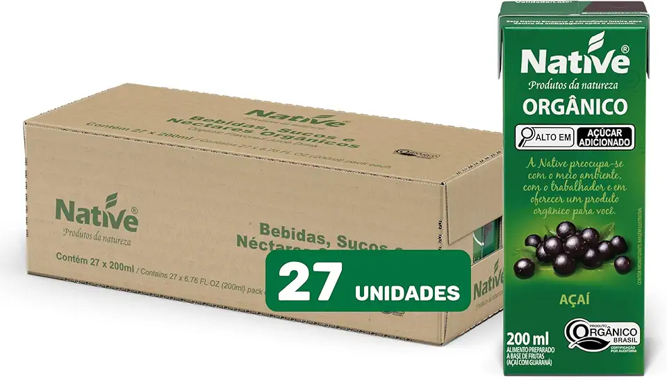 Pack Açaí com Guaraná Orgânico Native - Caixa com 27 unidades de 200ml
