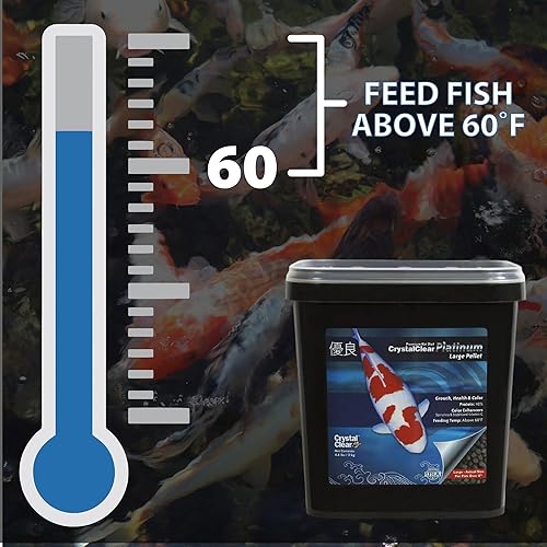 Miniatura 4 de Crystal Clear Platinum Rapid Growth Koi Fish Food con vitaminas y espirulina añadidas 0118in 22 libras
