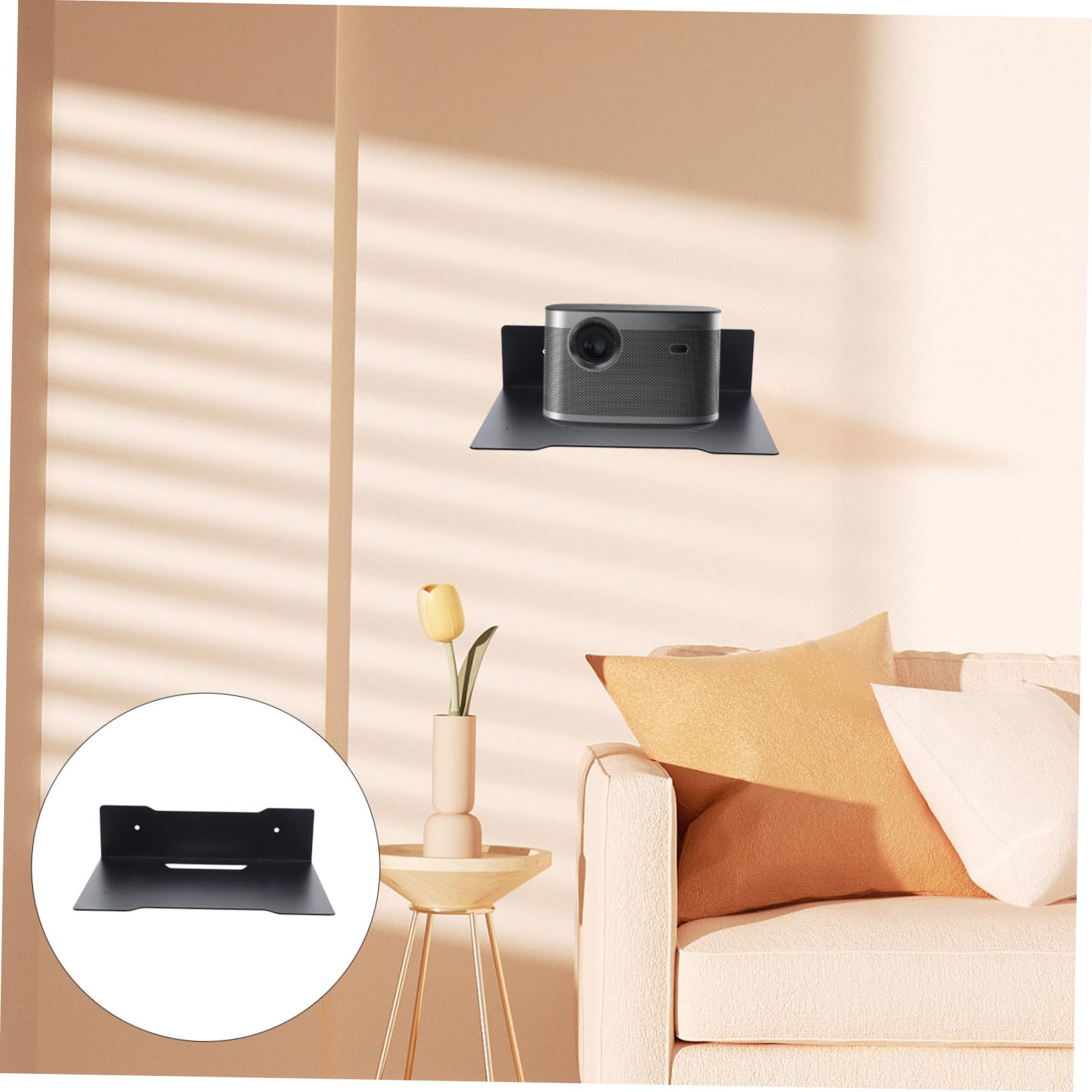 Homoyoyo Supporto da Parete Robusto in Acciaio al Carbonio Nero Capacità di Carico Elevata per Telecamera e Proiettore, Design Montaggio a Muro