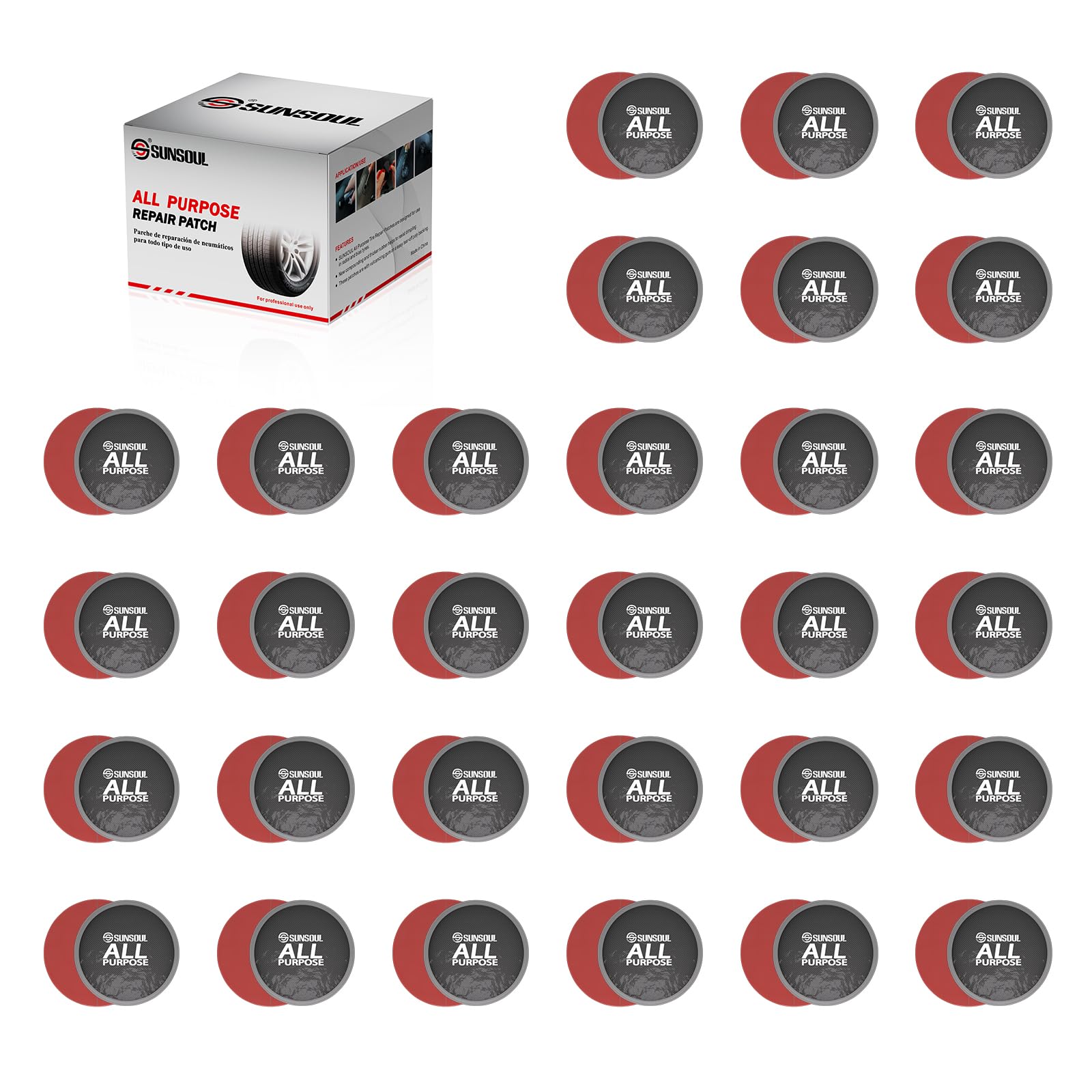 SUNSOUL 60Pcs Tire Repair Patch 57mm,Round All Purpose Patches,Heavy Duty Patches,Fast Repair Cold Patch for Car Truck Motorcycle Automobile Bike Inner Tire(SGR-57/60pcs)