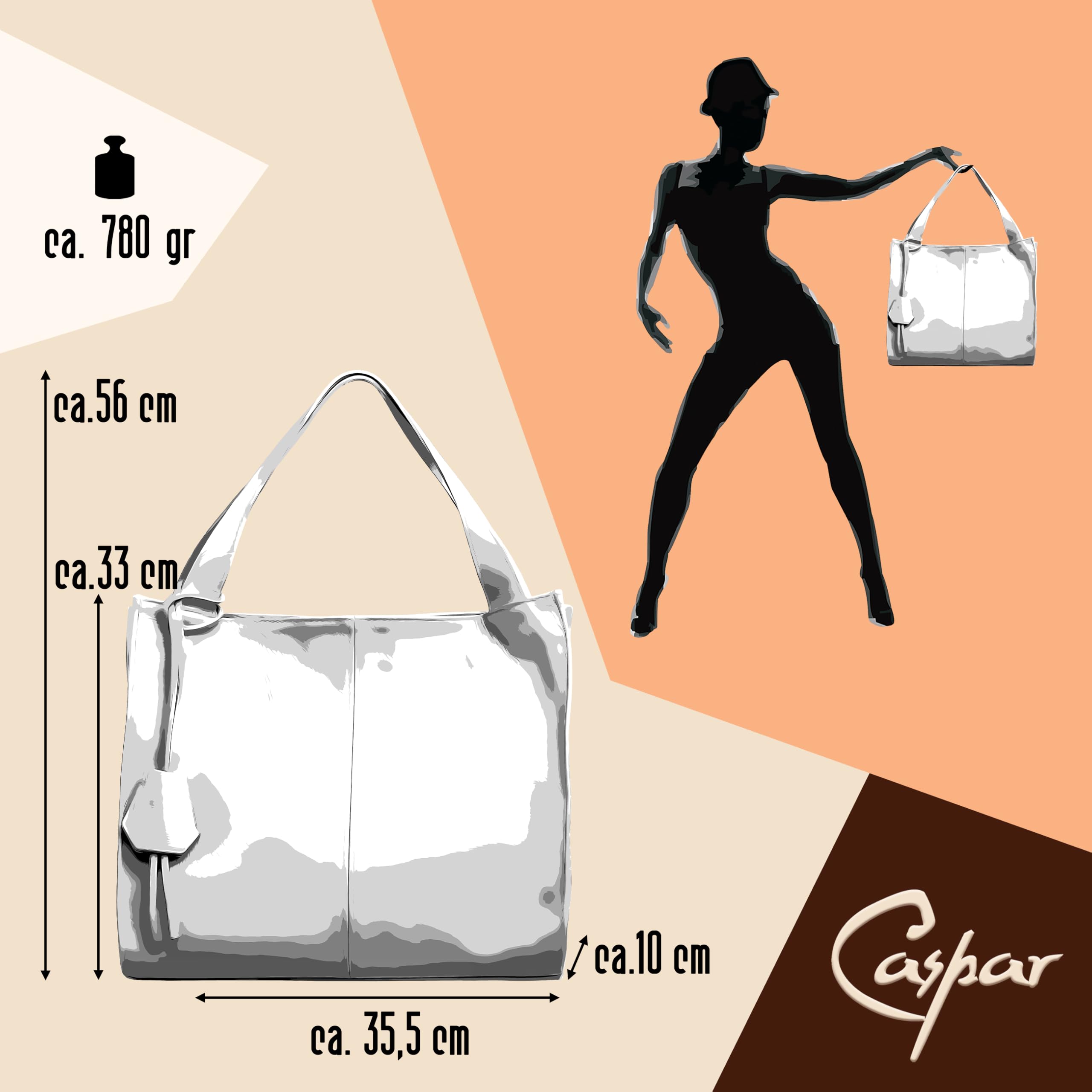 Caspar Große Damen Leder Schultertasche XL Shopper mit praktischer Innenaufteilung - PREMIUM LINE - Modell No.832 - Made in Italy