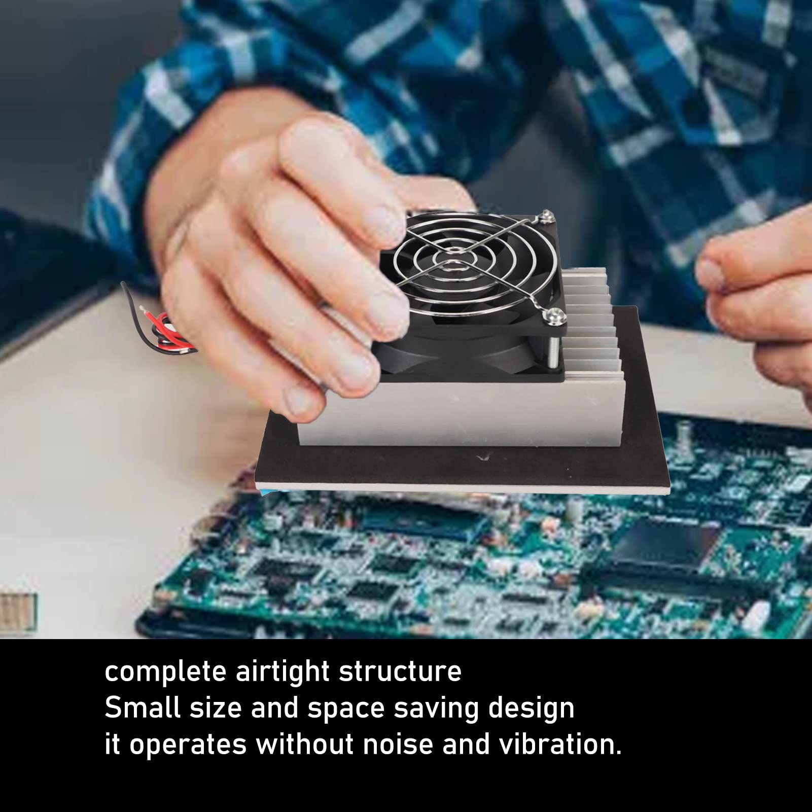 Chrees Ventola di Raffreddamento Peltier, Dispositivo di Raffreddamento a Semiconduttore in Lega di Alluminio da 12 V 120 W con Design Silenzioso Salvaspazio, per Scatola per Tablet per
