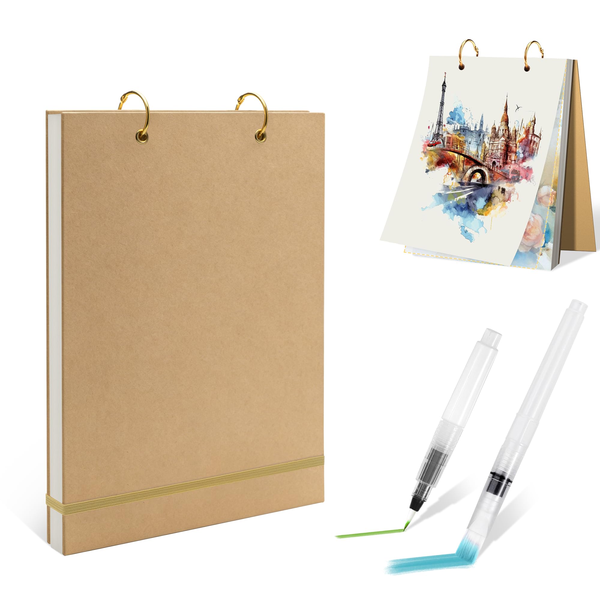Roosea 60 Sheets Watercolour Paper Pad, A5 Water Colour Paper, 117lb/188gsm Watercolour Sketchbook with 2Pcs Watercolour Pencil for Painting Loose Artists Drawing