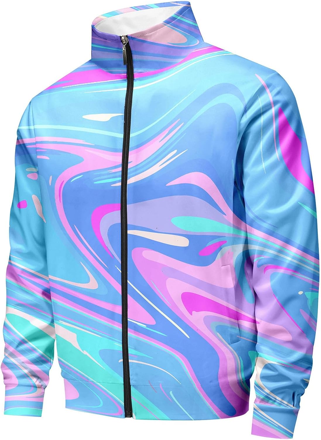 Retro 90s 80s outfit for men sweatsuits track suits for men 2 piece set Full Zipper with 2 Knit Beanie hat - Image 2