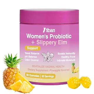 Feminine Vaginal Probiotics Gummies, Supports pH Balance & Digestive Health, Slippery Elm for Women, Suagr-Free, Veagn, Pineapple Flavor, 60 Count - Amazon product rated Grade A