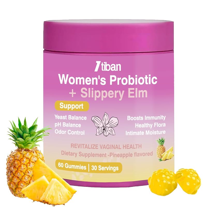 Itiban Suplemento de Probióticos para Mulheres com Olmo-vermelho, Probióticos e XOS, 400 mg + 60 mg + 100 mg, 60 gomas