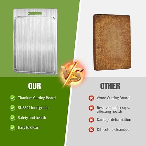 Miniatura 4 de Stainless Steel Chopping Board - Double Sided Metal Cutting Board - Fruit Cutting Block, for Meat Fruits Vegetables(39x28cm)