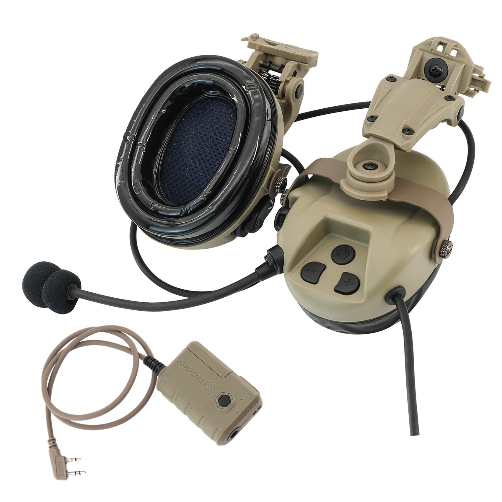 MH303 Casque tactique pour casque de tir, protection auditive avec ligne d'extension Bluetooth et micro, pour la chasse, l'airsoft