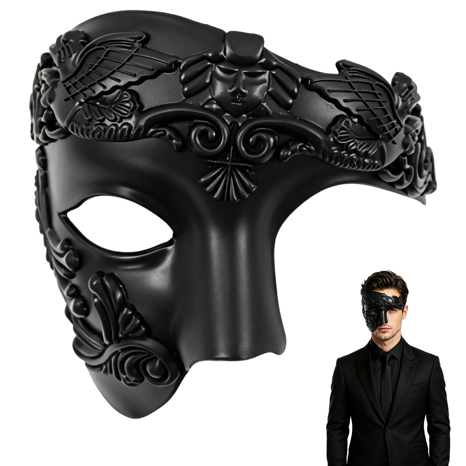 ZPSCXQ Masquerade Mask, Roman Black Mask for Venetian Carnival and Costume Parties, Elegant Masquerade Ball Party Masks with Classic Design, Ideal for Halloween and Special Events