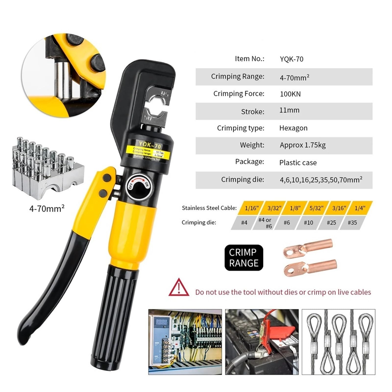 Zacisk Hydrauliczny Domowe Hydrauliczne Narzędzie Zaciskowe DIY Zaciskarka Do Kabli I Przewodów Bezprzewodowa Prasa Hydrauliczna PotężNa Wydajność