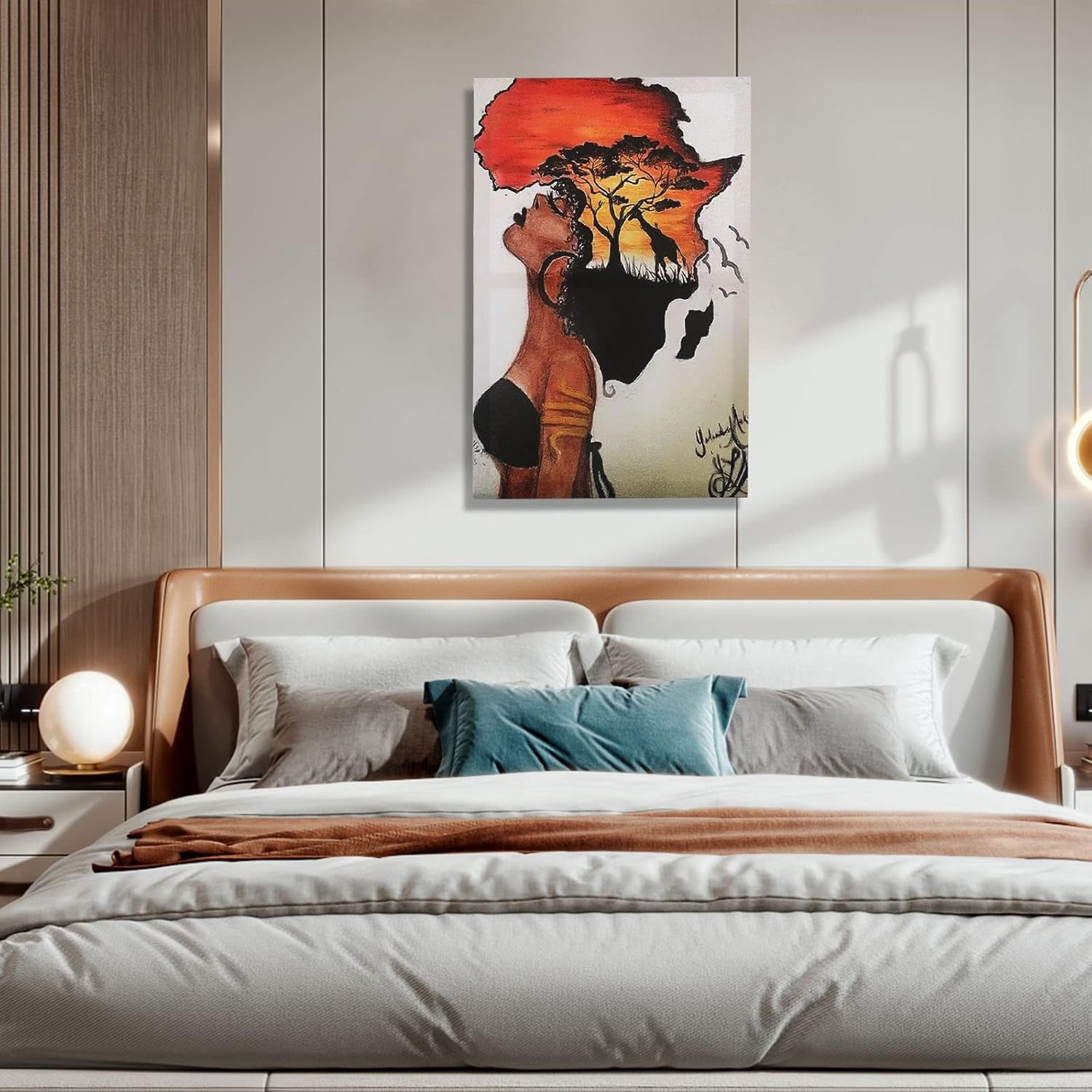 LXLYXM Framed African American Wall Art,Black Girl Wall Art,African Decor,Black Girl Canvas Paintings,Pictures for Living Room Wall Decoration 16"Wx 24"H. Framed FBH02