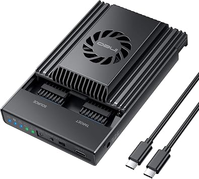 ineo Dual-Bay NVMe Clone Docking Built with Cooling Fan Support Offline Clone Duplicator [2608]