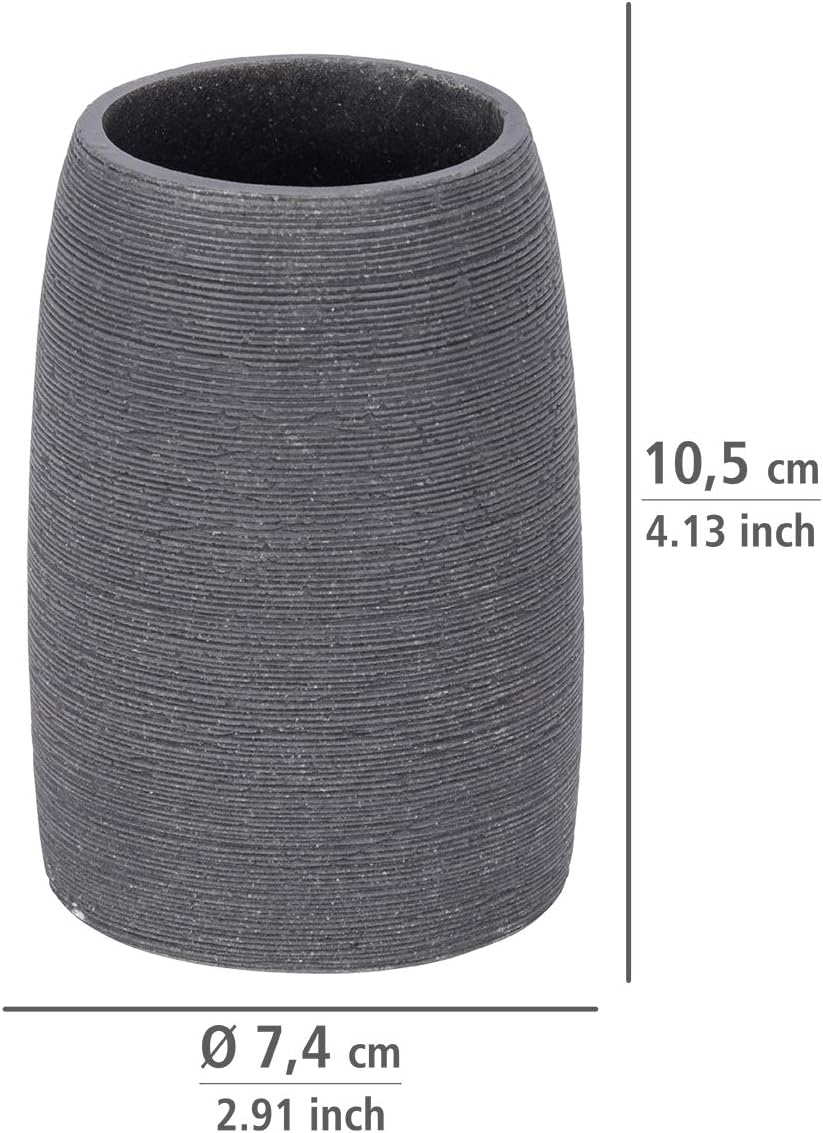 WENKO Toothbrush tumbler Goa in grey, Polyresin, 7.4 x 7.4 x 10.5 cm - Image 4