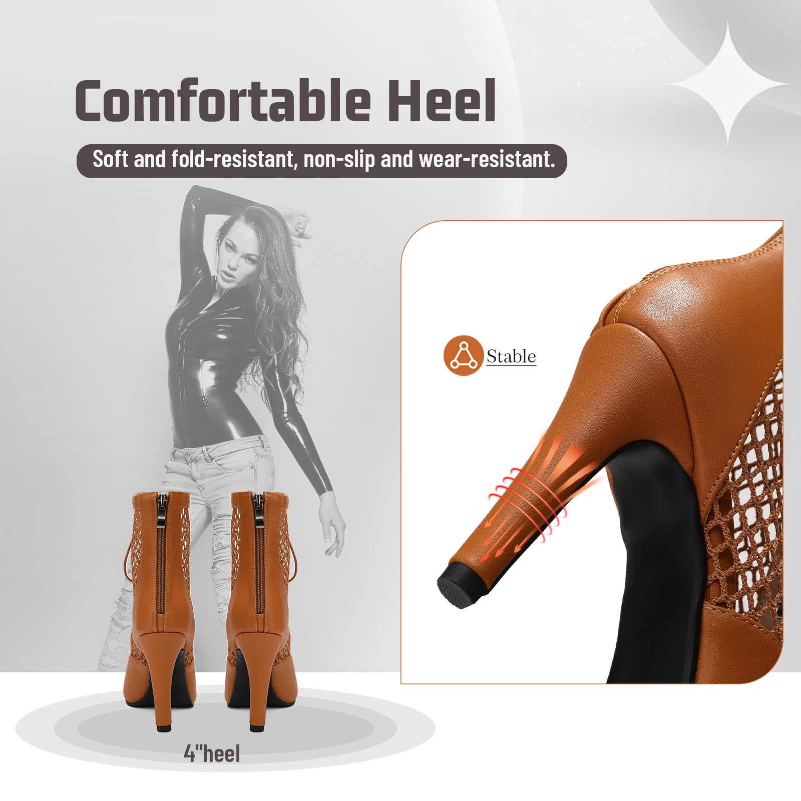 Stivali da Ballo Latino Americano Donna con Punta Aperta Scarpe da Ballo Donna Tacco 10 cm