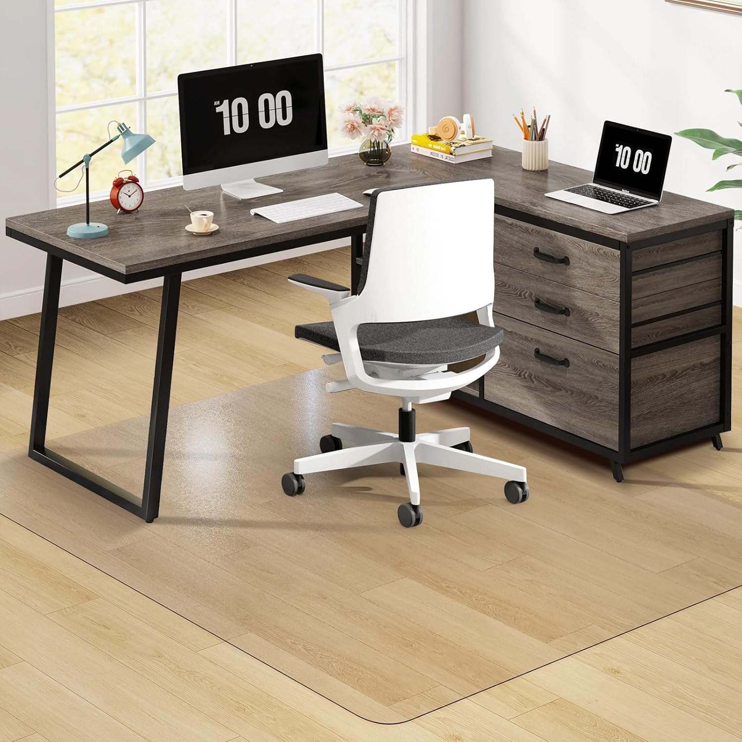 Clear Chair Mat, 75 x 60 Large Chair Mat for Hard Floors, Easy Glide Desk Mat for Rolling Chair, Anti-Slip Vinyl Floor Mat for Home Office Living Room, Clear