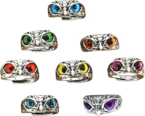 8pcs Cute Animal Rings - Alloy Owl Shape Jewelry