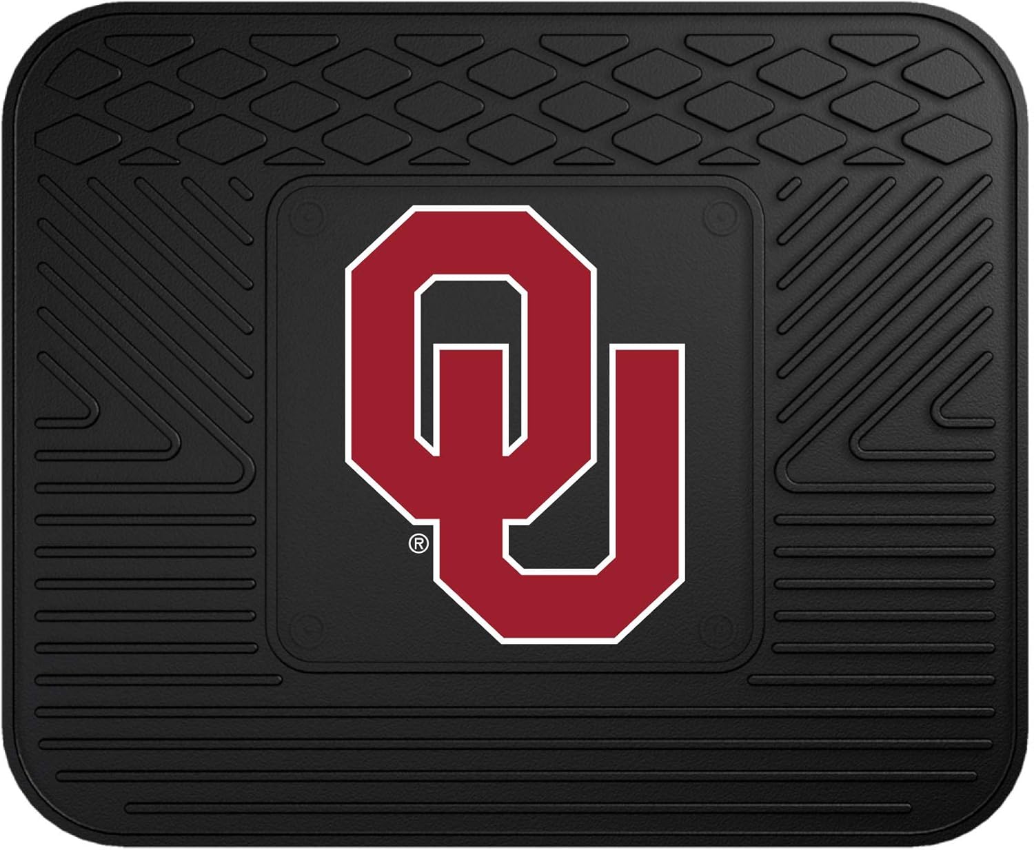FANMATS 10083 Oklahoma Sooners Back Row Utility Car Mat - 1 Piece - 14in. x 17in., All Weather Protection, Universal Fit, Molded Team Logo