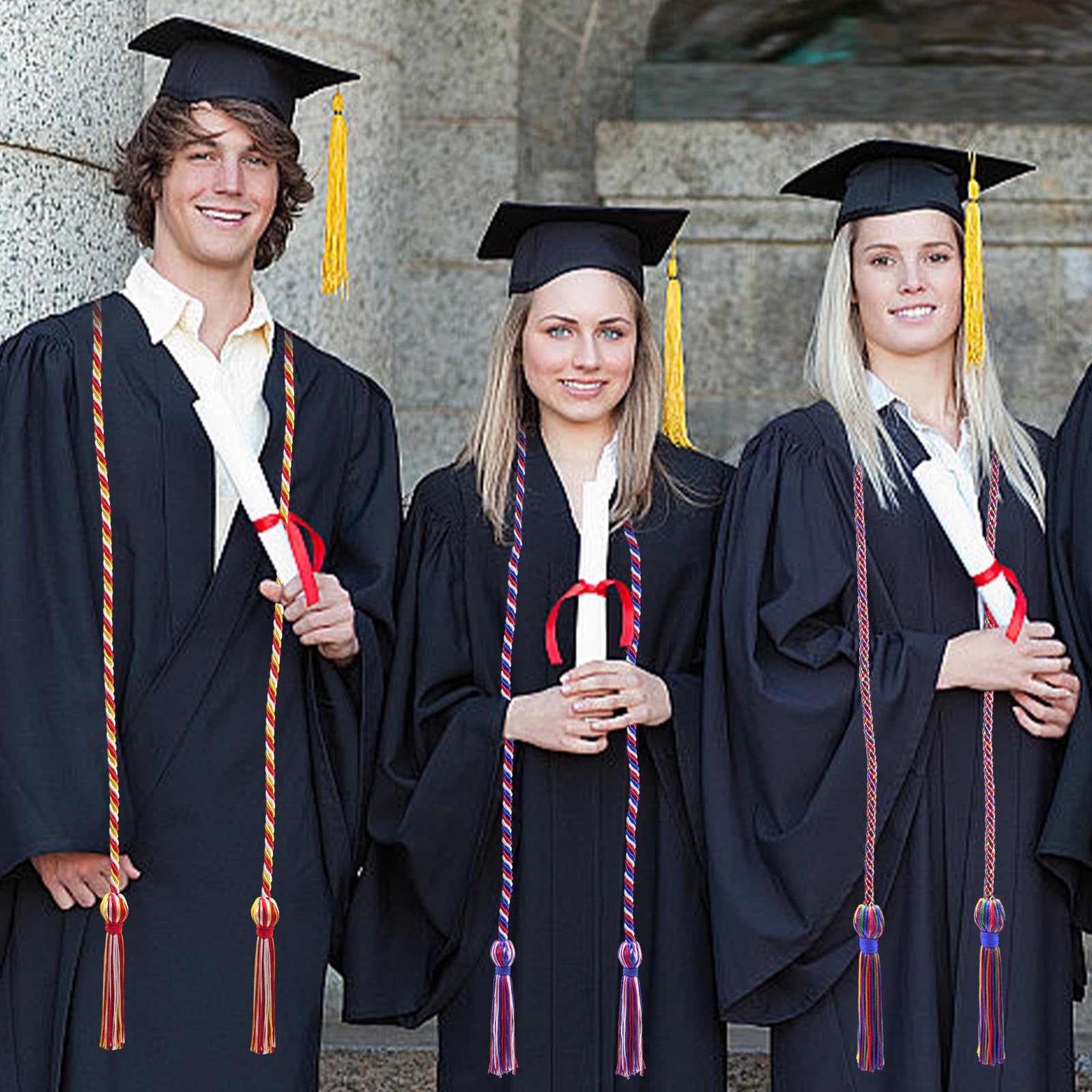 Uxcell Graduation Honor Cords 2Pcs - 67 Inch Sky Blue Polyester Braided Cord With Tassels