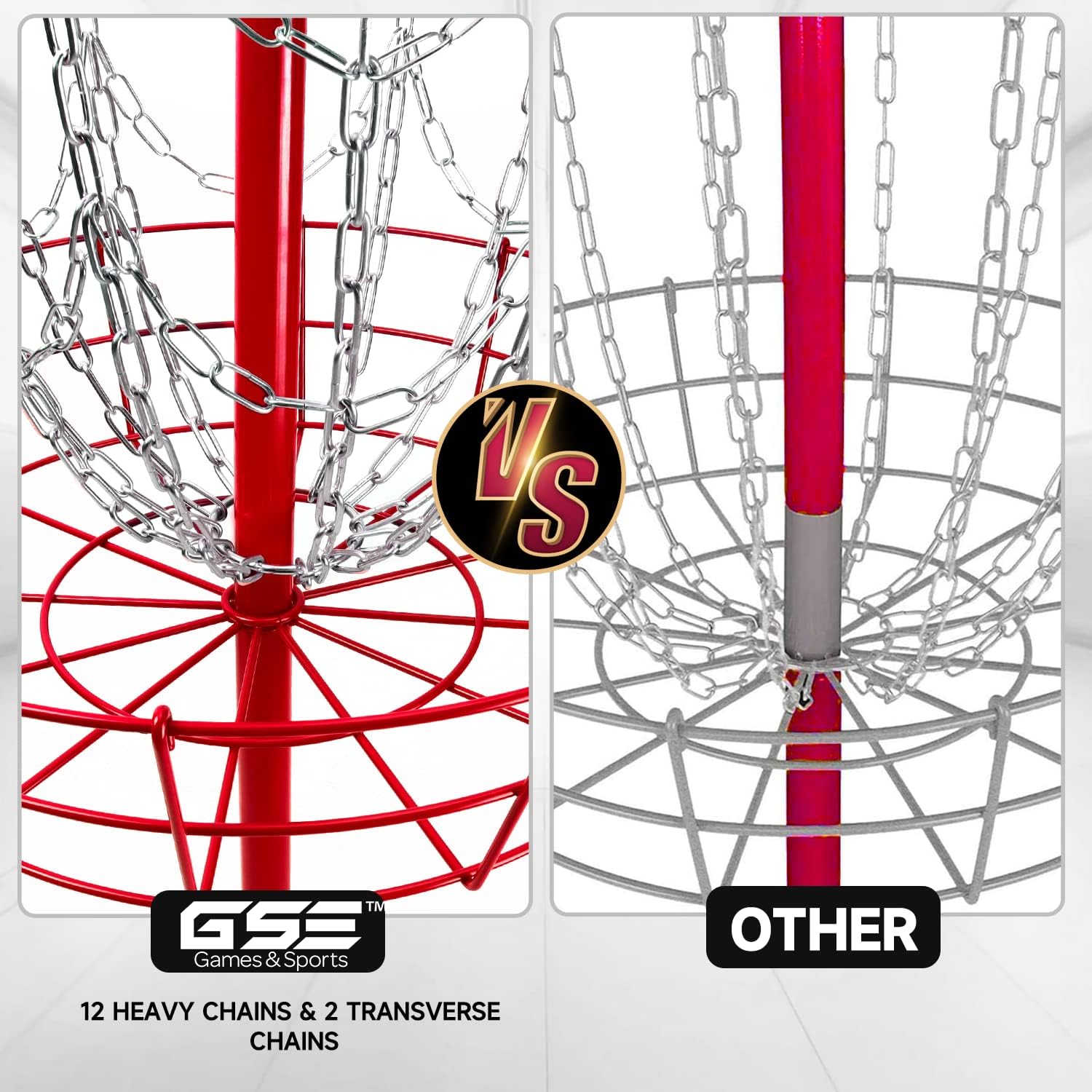 GSE Games & Sports Expert PRO Portable Disc Golf Target Basket, 12 Chains/24 Chains Metal Flying Disc Golf Practice Goal Baskets for Outdoor, Yard, Backyard, Park Training & Games