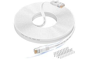 50 Feet Ethernet Cable, Category 6e Flat Ethernet Cable with Snagging Free RJ45 Connector