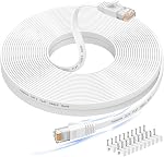 Ethernet Cable 25 ft, Cat 6e/Cat6 Ethernet Cable High Speed with Network Patch Cords, LAN Cable Clips with Rj45 Connector for Router Modem Faster Than Cat 5e/Cat 5-White