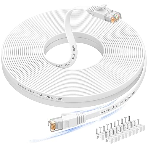 Vista 9 de Folishine Cable Ethernet de 60 pies, cable de Internet largo Cat 6e/Cat 6 con conector RJ45 sin enganches, cable de conexión de alta velocidad que