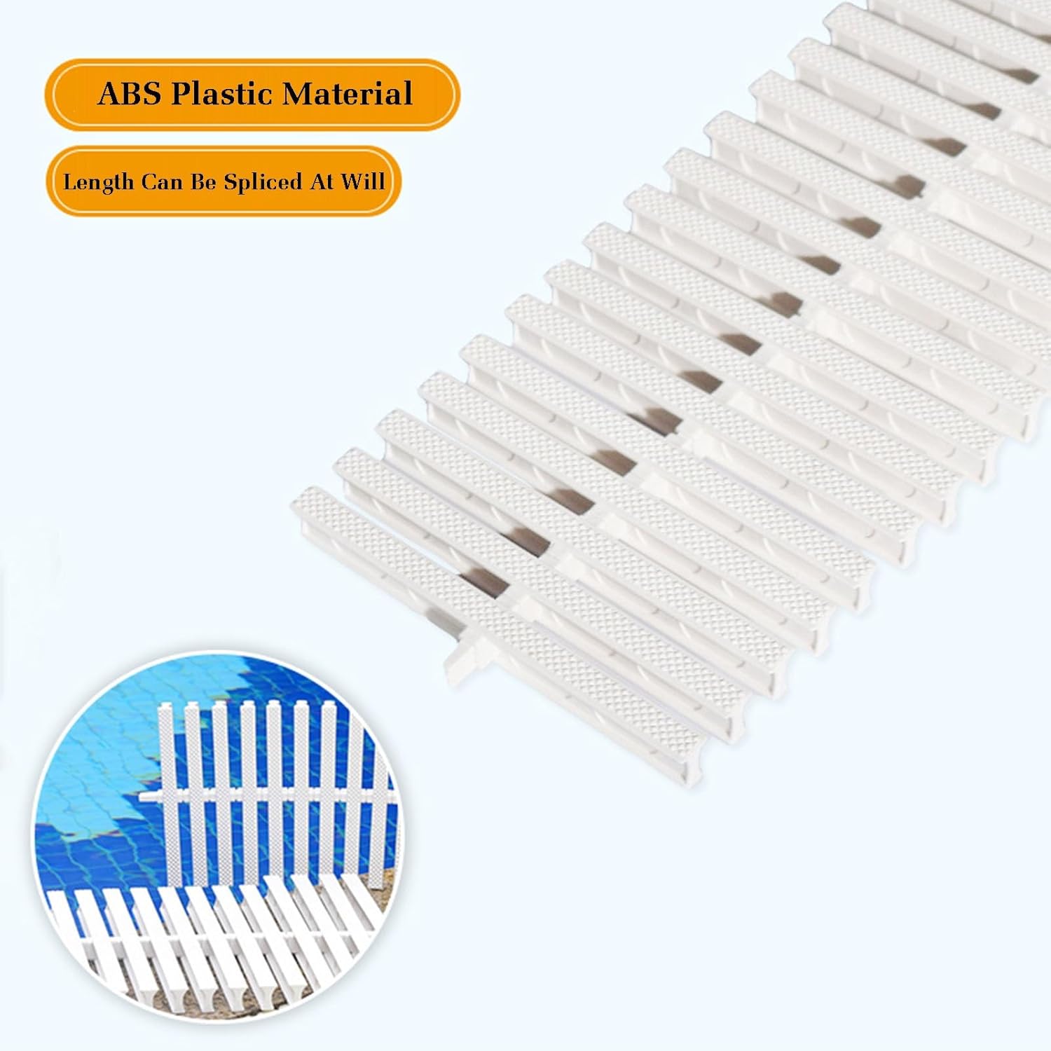 Swimming Pool Drainage Overflow Grate, Splicable Gutter Protection Filter, Outdoor Drainage Grate for Yard, Walkways & Farms, 20x100CM, 10 Pack - Prevent Clogs & Ensure Flow