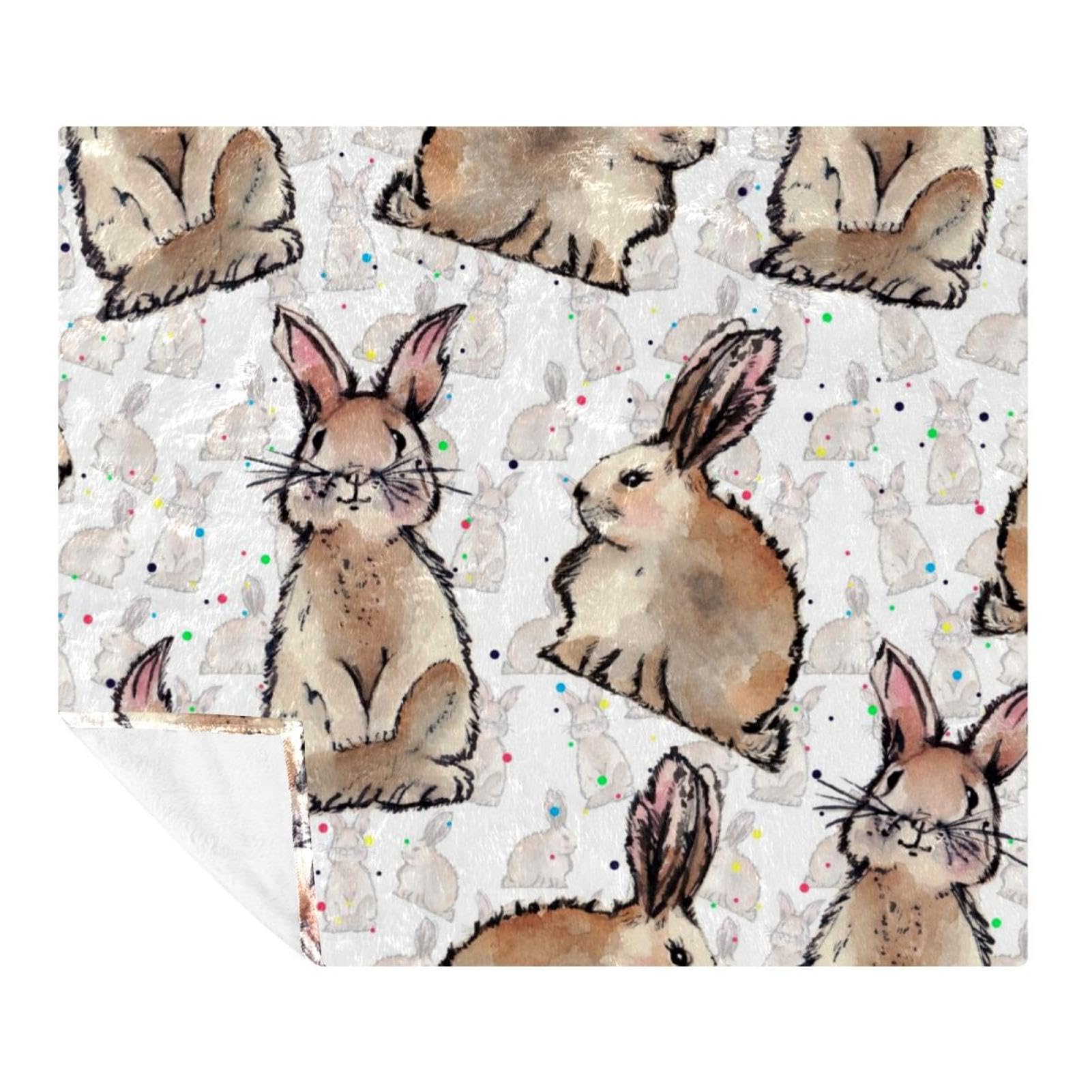 Couverture douce motif lapin aquarelle : offrez un cocon de tendresse aux enfants
