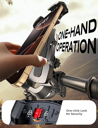Miniatura 2 de Soporte para teléfono de bicicleta con abrazadera fuerte, bloqueo de 1S, soporte de teléfono para motocicleta, giratorio de 360, soporte de teléfono