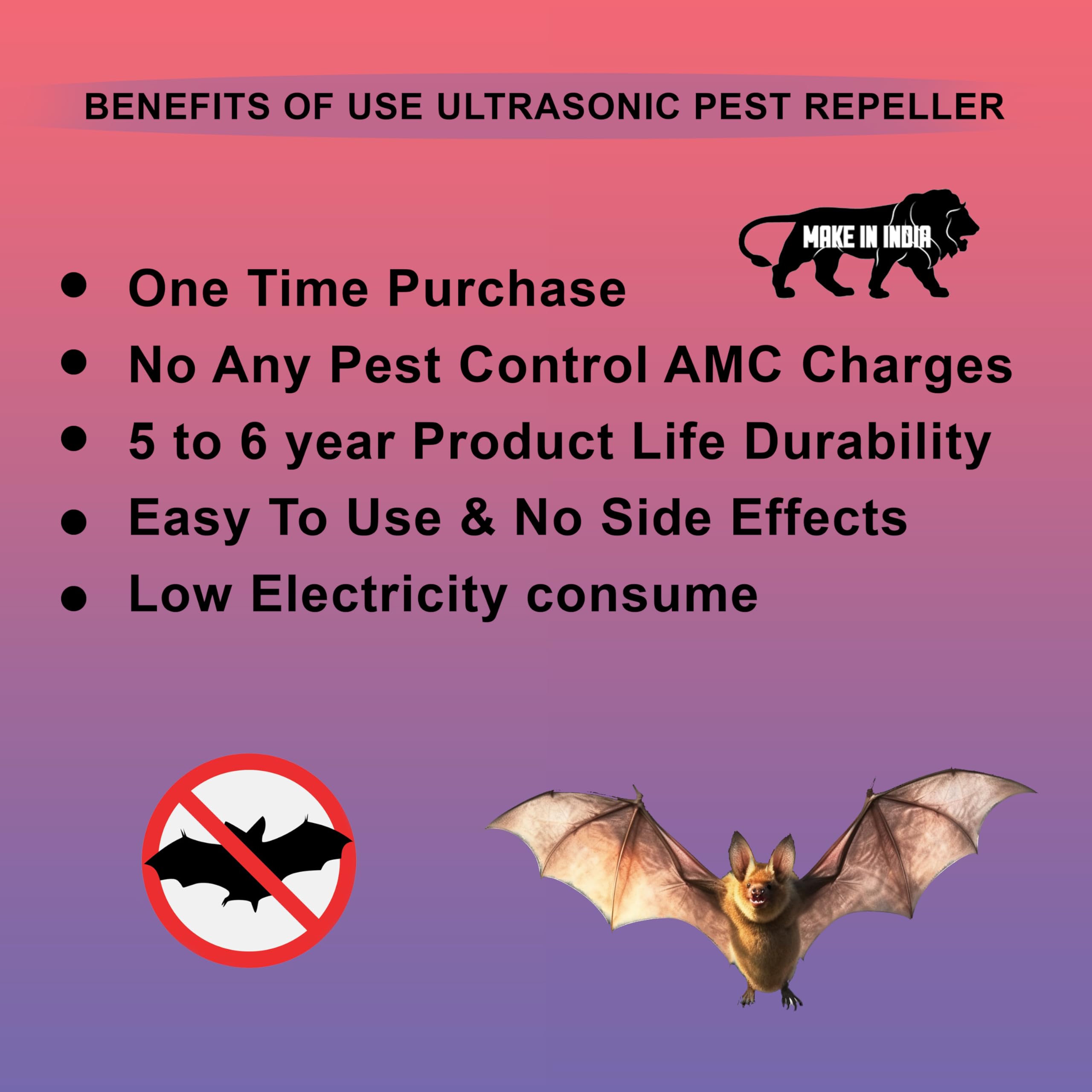 SHYAM INNOVATION Ultrasonic Bat Repellent use for Outdoor & Indoor Like Farm,Garden, Warehouse & Home Bat Repelled System for Eco-Friendly & Chemical Free, Very Loud & Noisy Sound Frequency Repelled 1