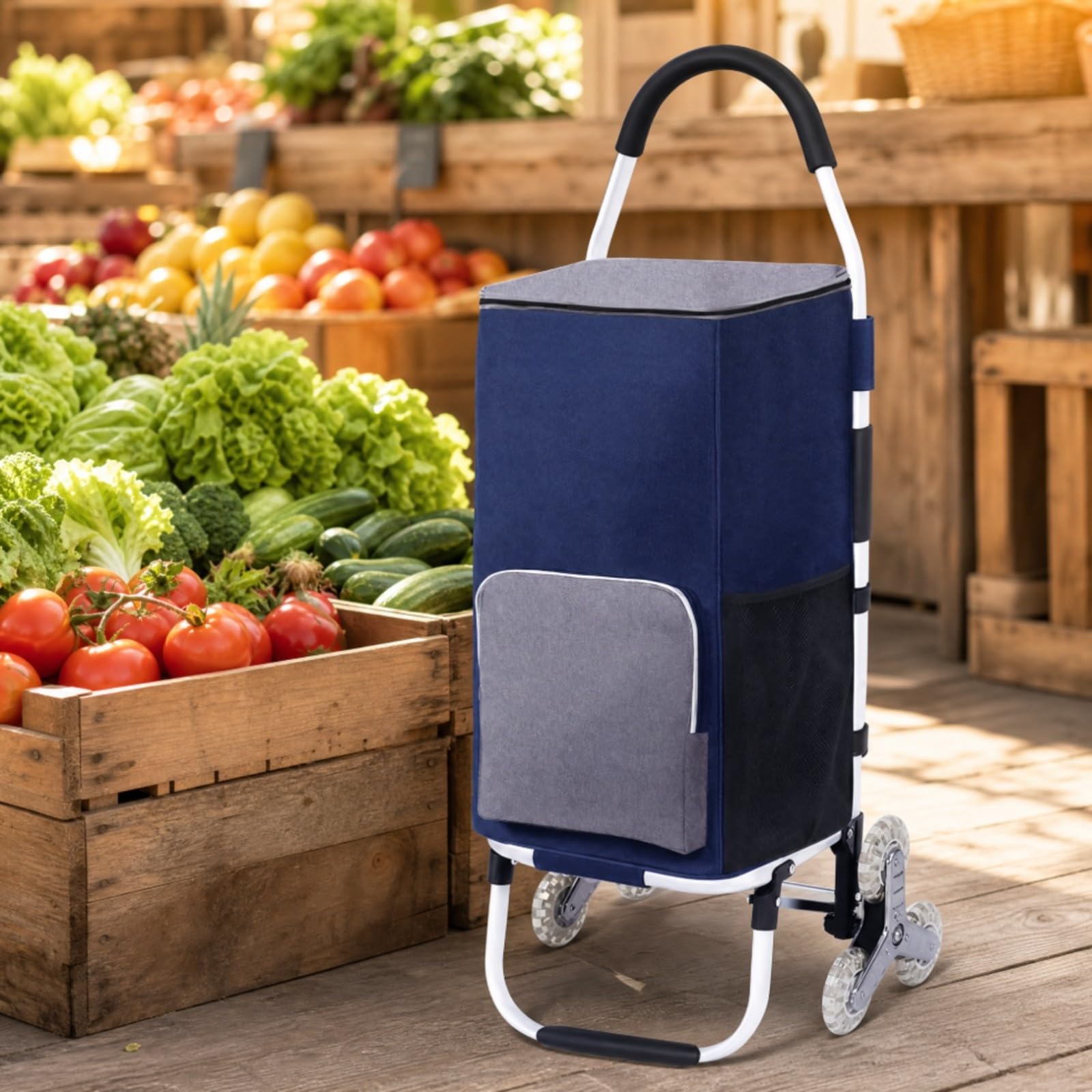 Carrito Plegable Portátil Carrito Plegable con Bolsa Robusto para Tiendas, Rojo