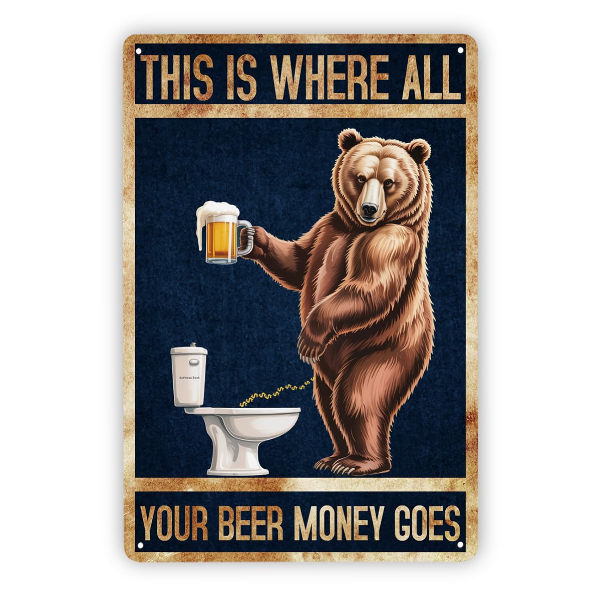 Humorous Toilet Bathroom Tin Sign, 11.8x7.9in Farmhouse