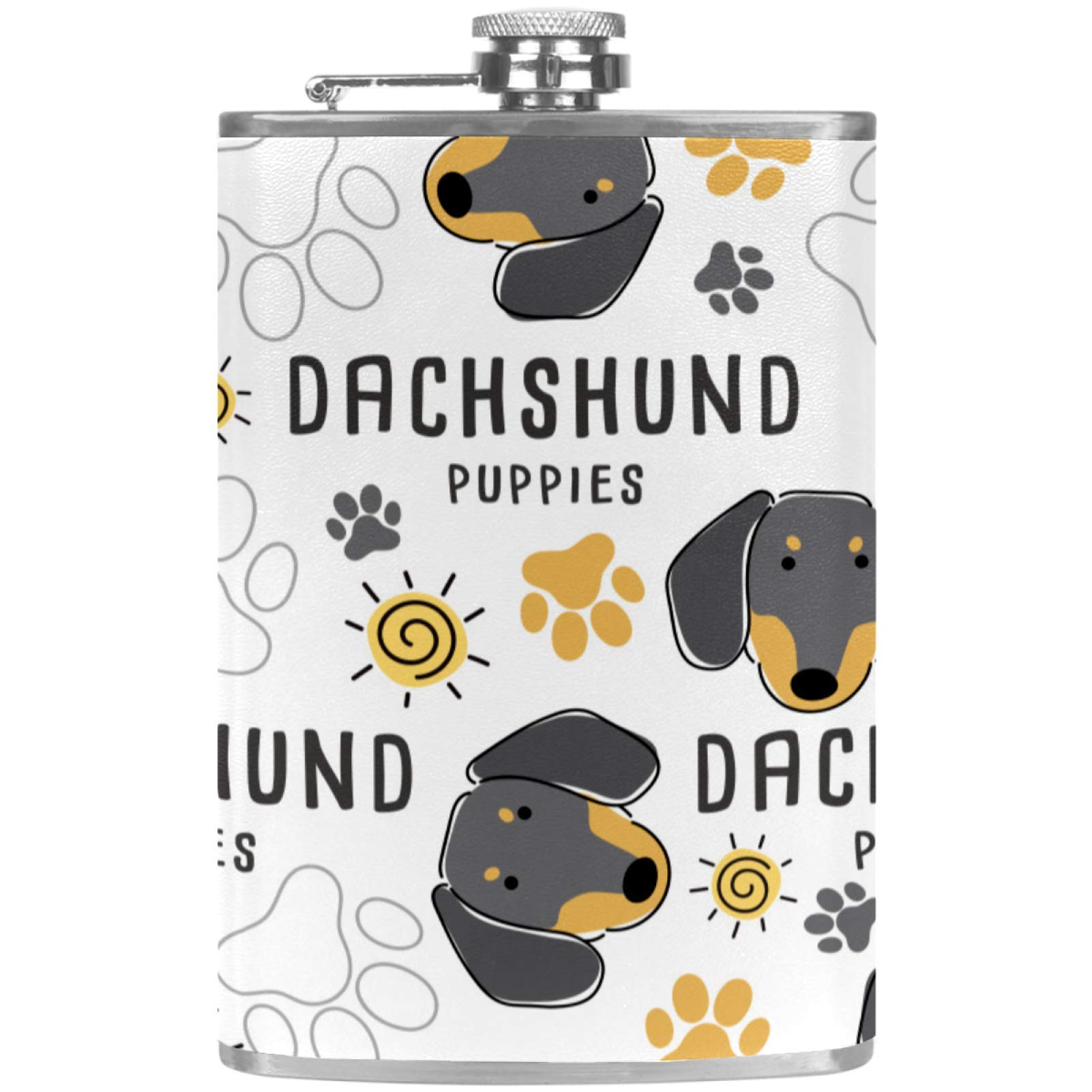 Flasque à whisky haut de gamme en cuir motif chien de teckel pour buveurs