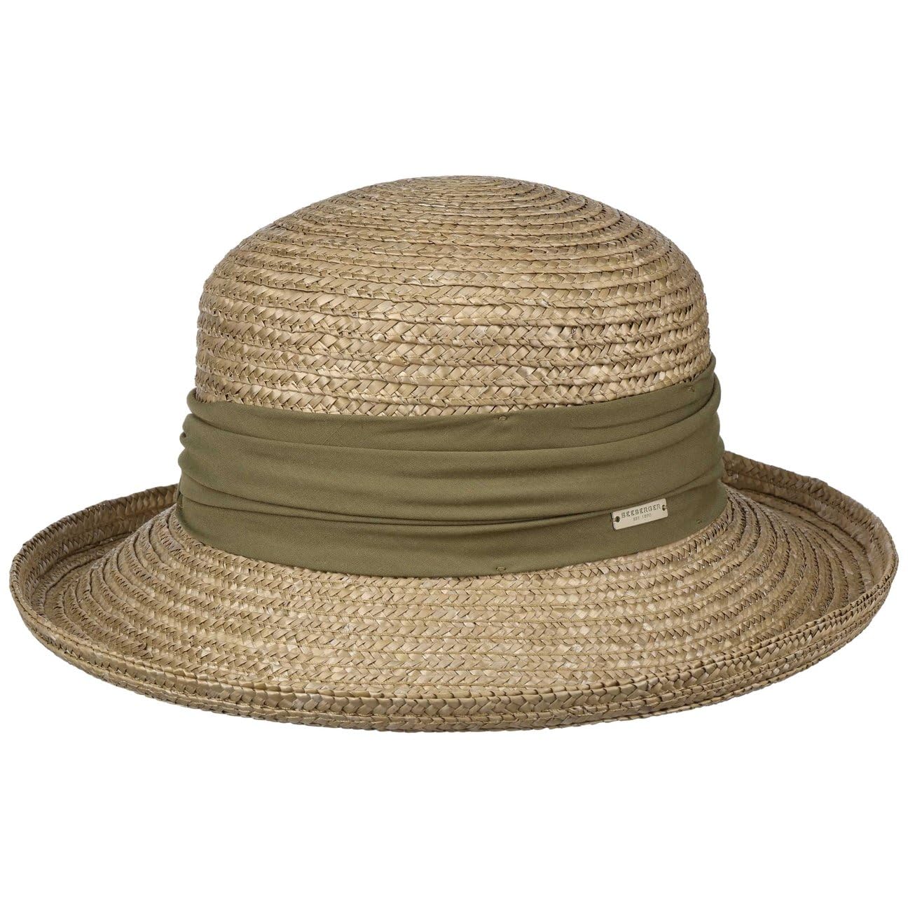Seeberger Sombrero de Paja Dilara Mujer Verano (Talla única - Verde Oliva Claro)