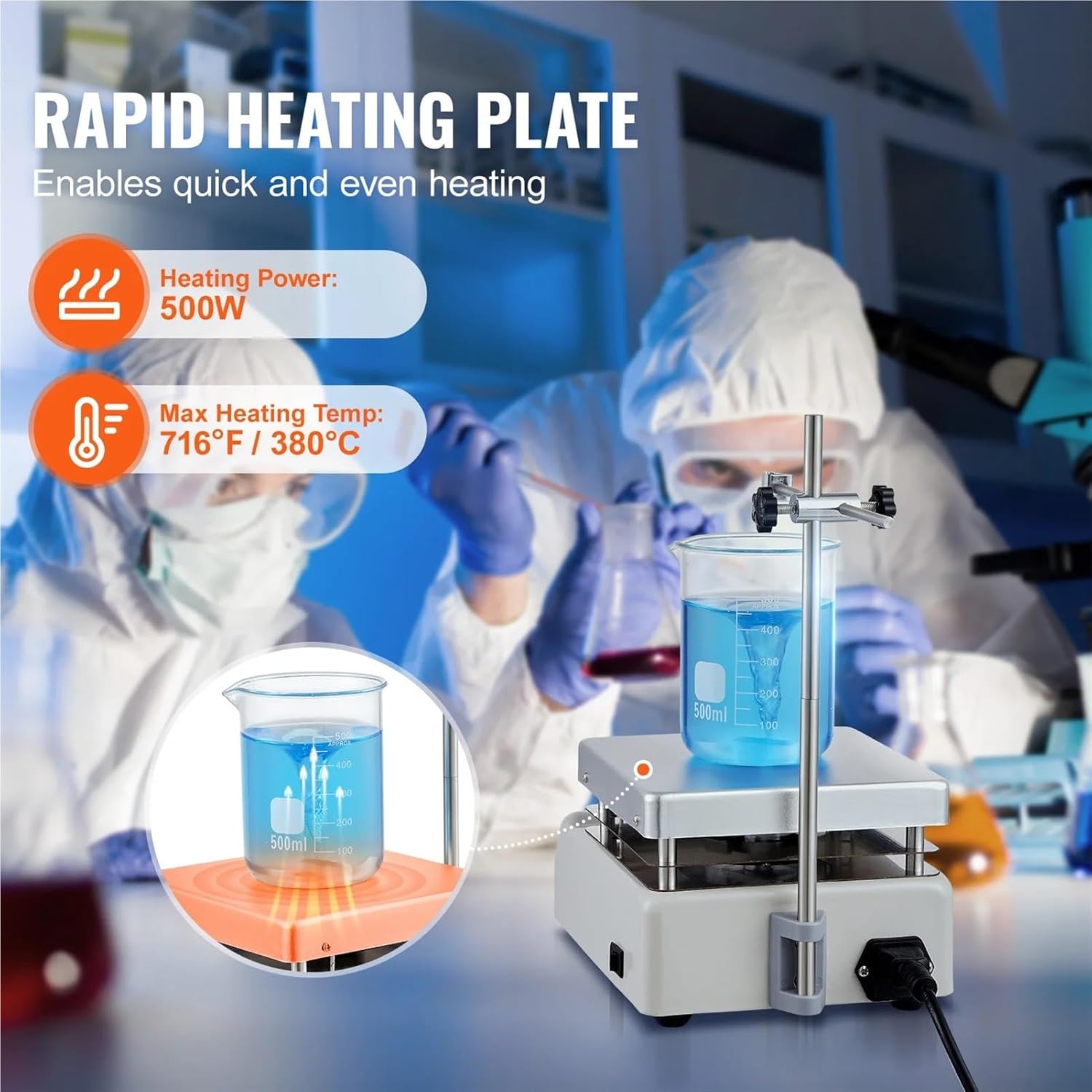 Magnetic Stirrer, Magnetic Stirrer Hot Plate 0-1500/2000 RPM HotPlate W/Magnetic Stirrer 2L/3L/5L/20L HotPlate Stirrer Stir Bars Included(3000ML Heating)
