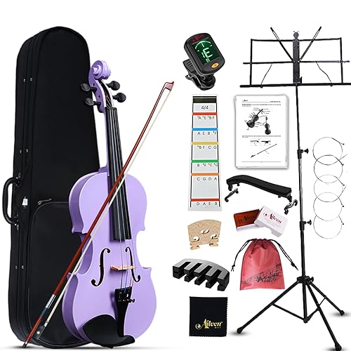 Aileen Student Violin for Beginners (purple, 4/4 full size) - 4/4 full size - purple