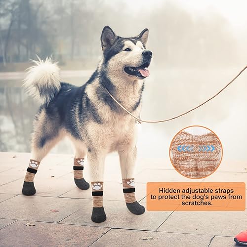 Miniatura 7 de BEAUTYZOO Calcetines Antideslizantes para Perros, Botas para Perros para Pavimento CalienteFrío, Nieve, Lluvia, Botines de Perro Impermeables con