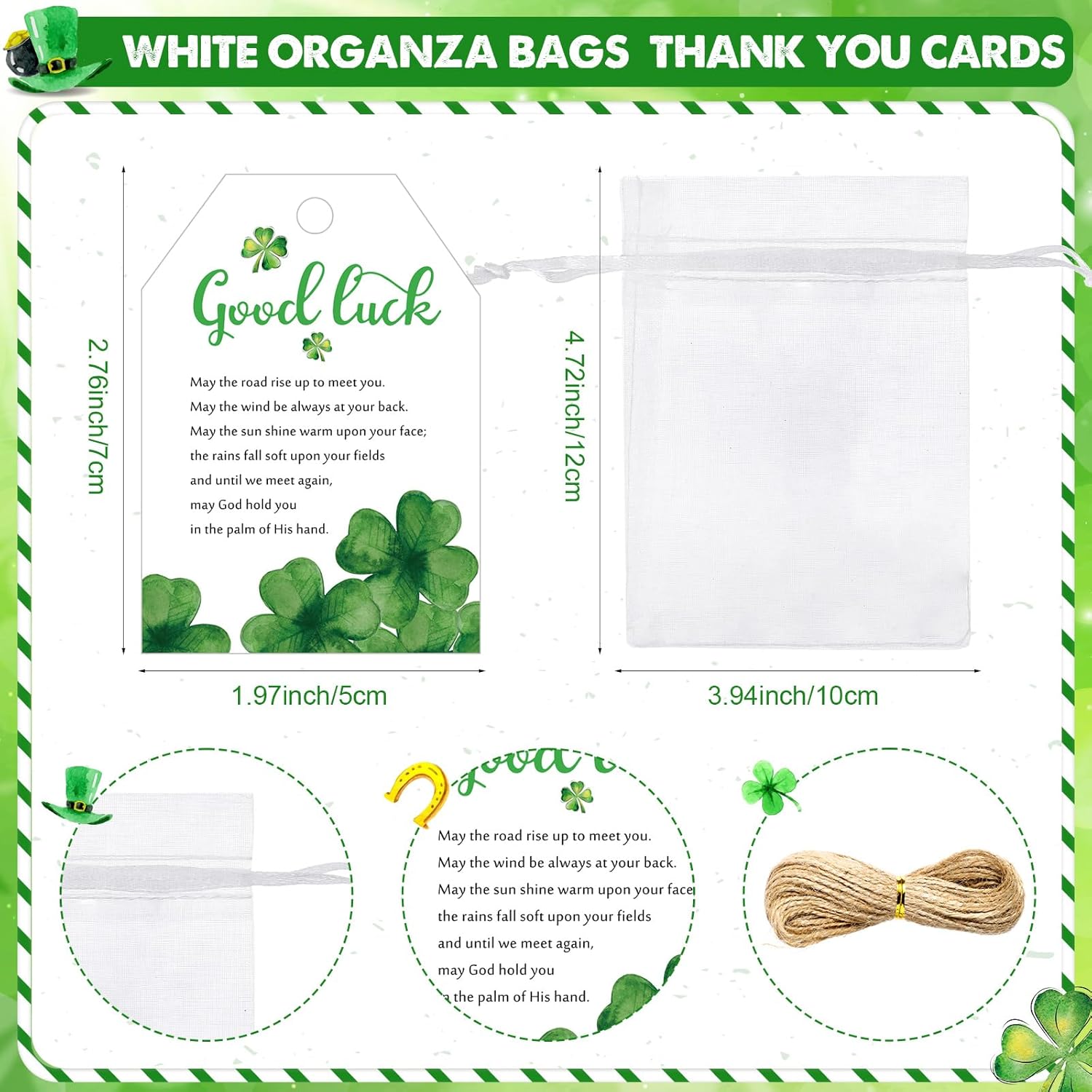 Roshtia 36 Sets St Patricks Day Gifts for Guests Bulk Irish Cheers Shot Glasses Bottle Opener Keychain with Good Luck Card and Organza Bag St Patricks Day Favors for Friend Coworker (Acrylic)
