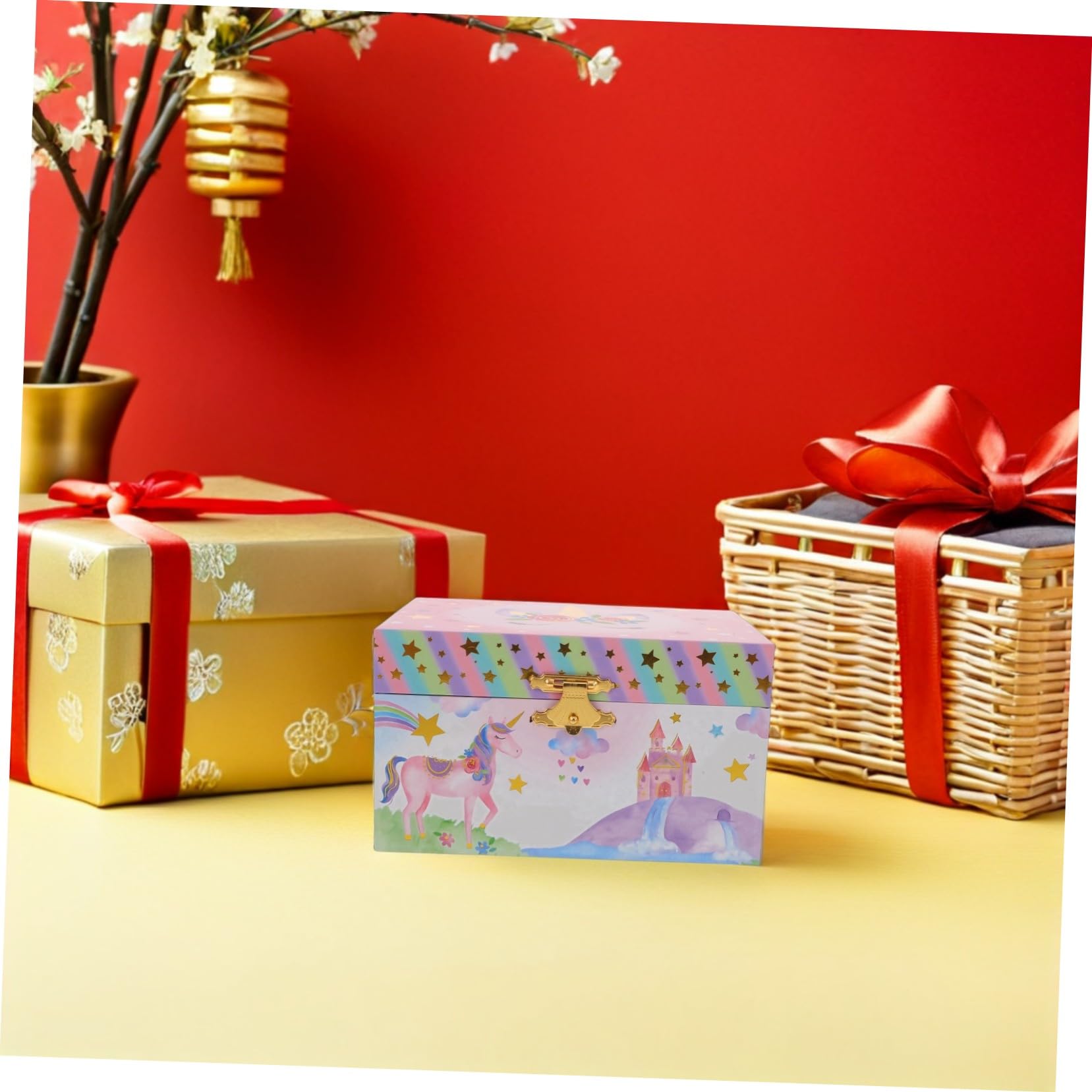 Caja Musical de Joyería para Niñas con Diseño de Unicornio, Madera y Metal, Fácil de Usar y Adecuado para Cumpleaños o Regalos Obsequios