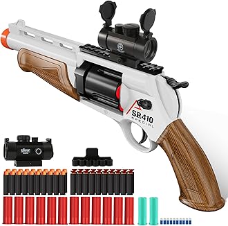 Toy Guns for Boys,Enhanced Revolver Foam Blaster, Shotgun Children Outdoor CS Soft Bullet Toy Rifle, Birthday Xmas Gift for Kids Age 8+(Brown)