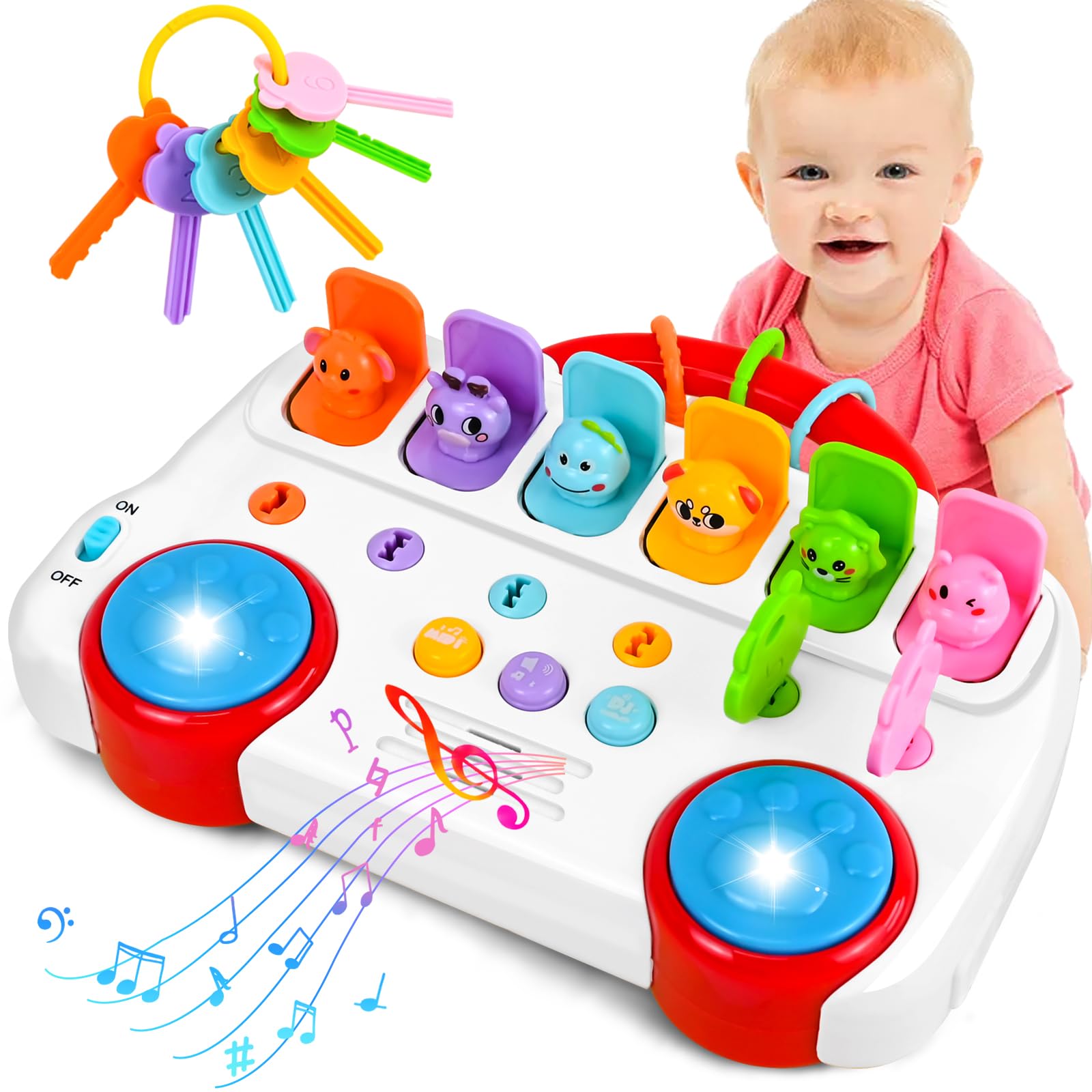 FORMIZON Jouet pour Bébé 1 an Jouet Montessori, Jouet Pop up avec 6 Animaux Musique et Lumières, Jeux Educatif pour 1 2 3 4 Ans Fille Garçon, Parfait pour Les Cadeaux d'anniversaire Noël
