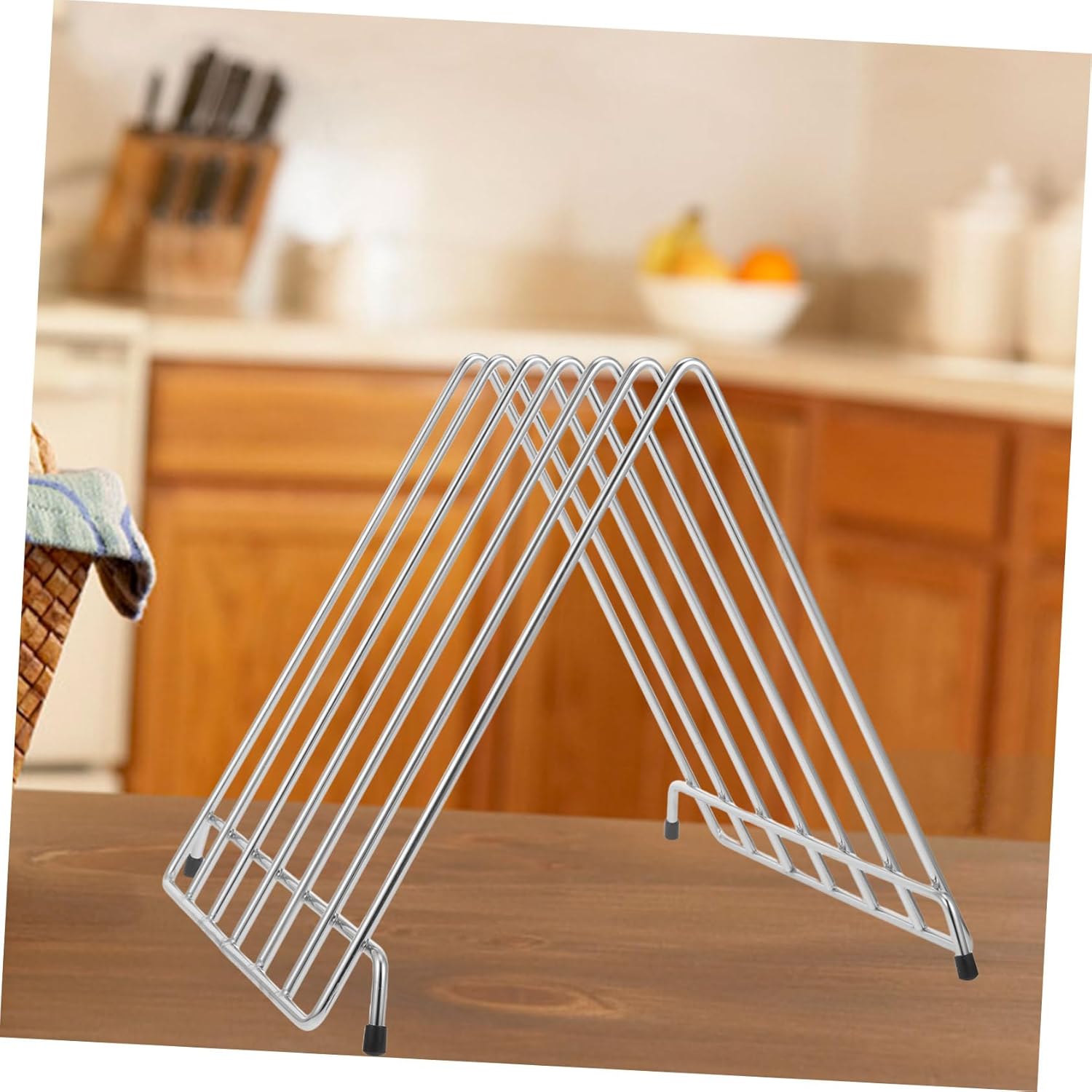 VICASKY Thickened Stainless Steel Chopping Board Rack Cutting Board Stand with Hollow Design for Fast Drying Kitchen Storage Organizer Holder for Pot Lids and Space Saving Storage