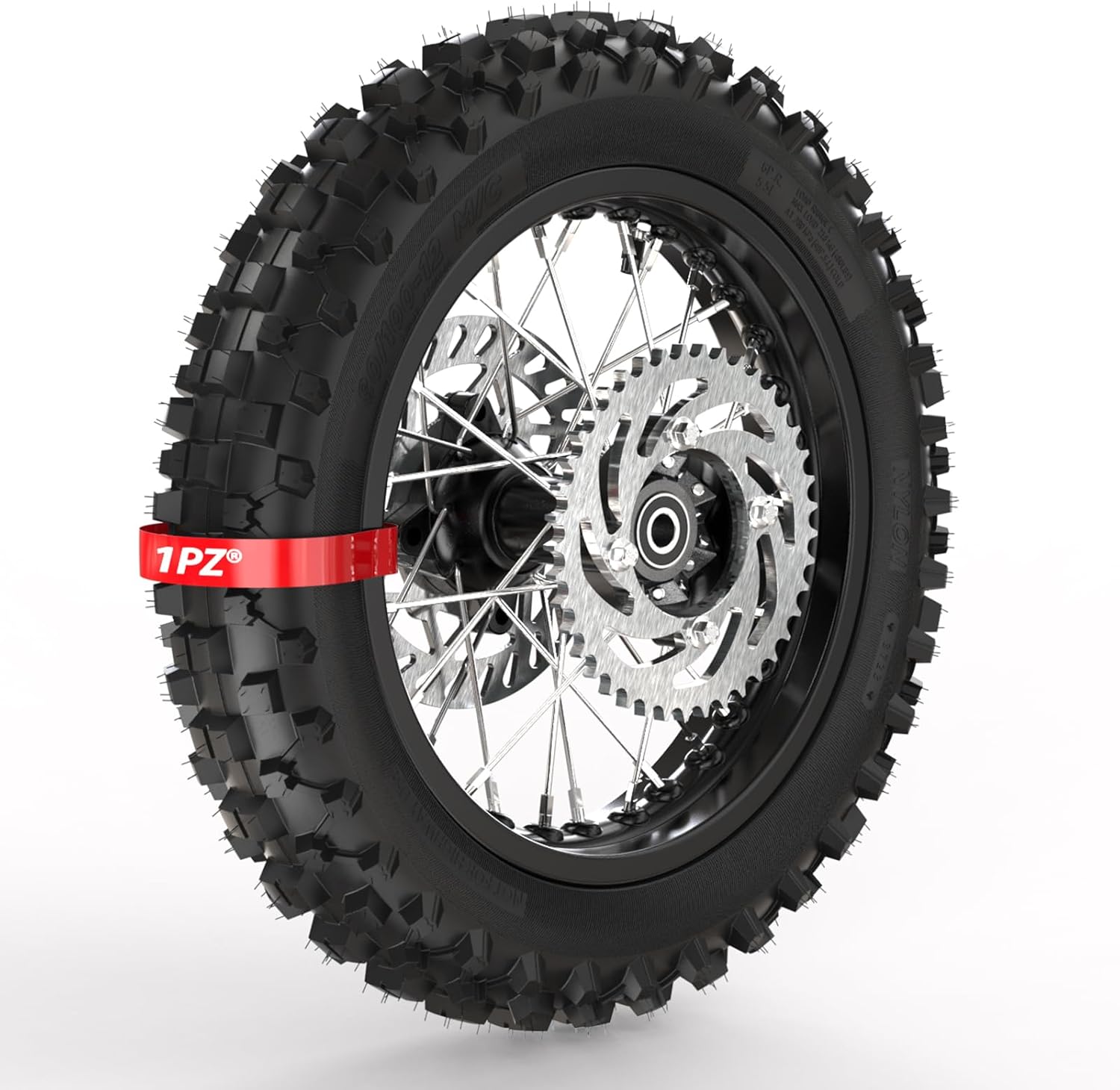1PZ TDB-D8C 12mm Axle Wheel Disk Brake 80/100-12 Tire Tube Replacement for 12 inch Rear Rim Apollo SSR 50cc 125cc XR CRF Dirt Pit Bike Tao Kayo TSD 110 TD 125 With Brake Rotor and 428-41T Sprocket