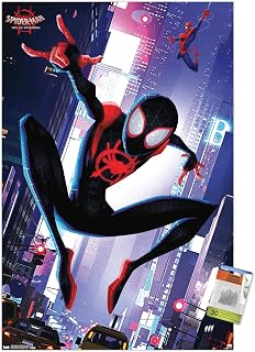 Trends International Marvel Spider-Man: Into The Spider-Verse - Street Wall Poster, 22.37" x 34.00", Premium Poster & Push Pin Bundle