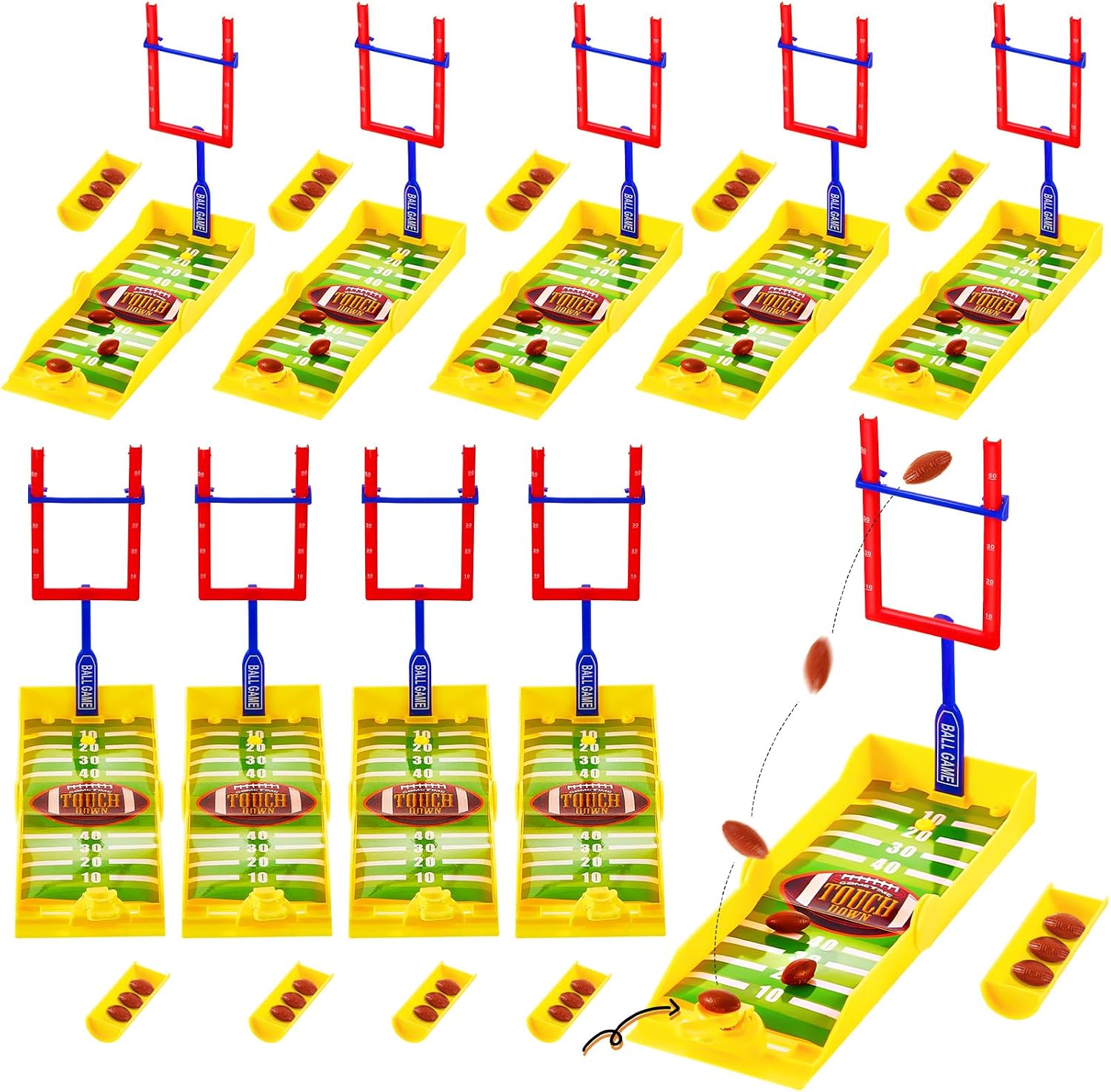 Deekin 4 Sets Mini Football Game Desktop Football Games Field Goal Soccer Toys with Foam Soccer Goal Post, Bases, Catapults, Flick Finger Board Desk for Sports Party, Office, Gifts